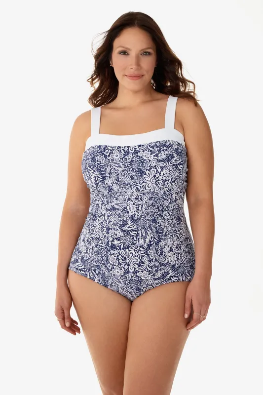 Plus Size Square Neck One Piece in Lace Odyssey sold by Miraclesuit