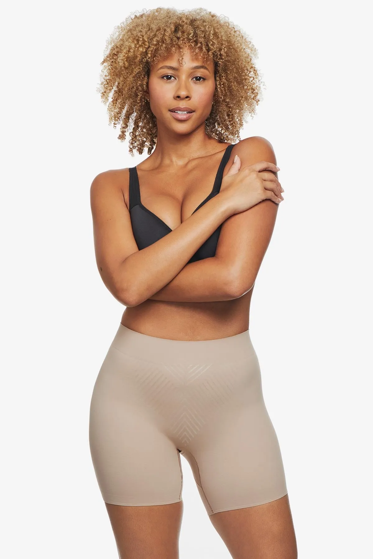 Iconic Core Mid-Thigh Shaping Short with Rear Lift in Stucco sold by Miraclesuit