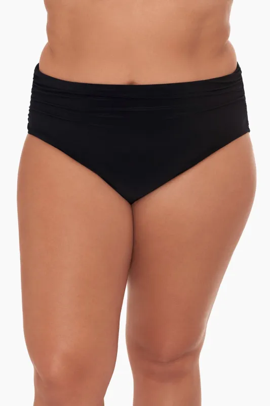 Plus Size Shirred Jersey Brief in Black sold by Miraclesuit