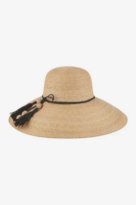 Vivetta Wide Brim Hat in Natural/Black sold by Miraclesuit