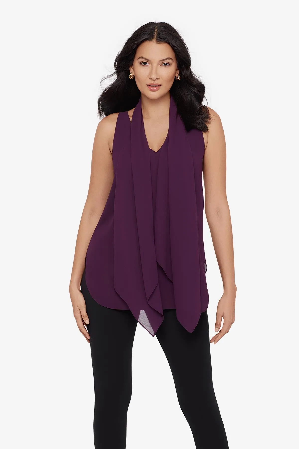 Soft Georgette Layered Tunic in Plum sold by Miraclesuit