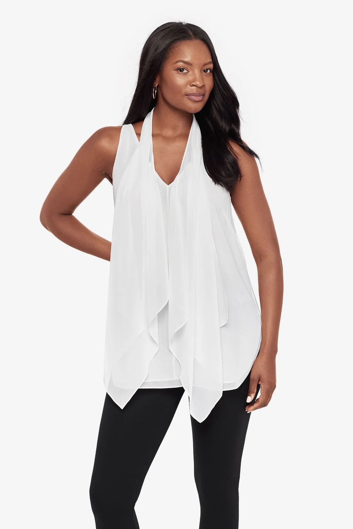 Soft Georgette Layered Tunic in Ivory sold by Miraclesuit