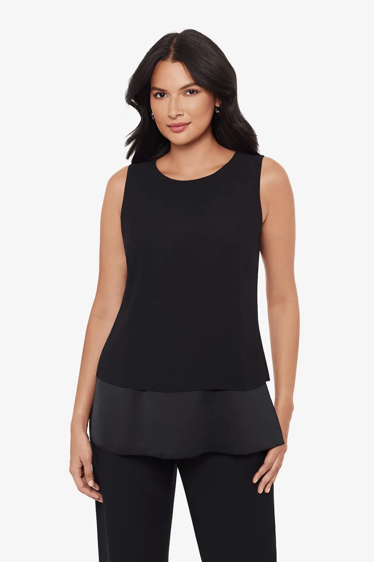Crepe Layered Tunic in Black sold by Miraclesuit