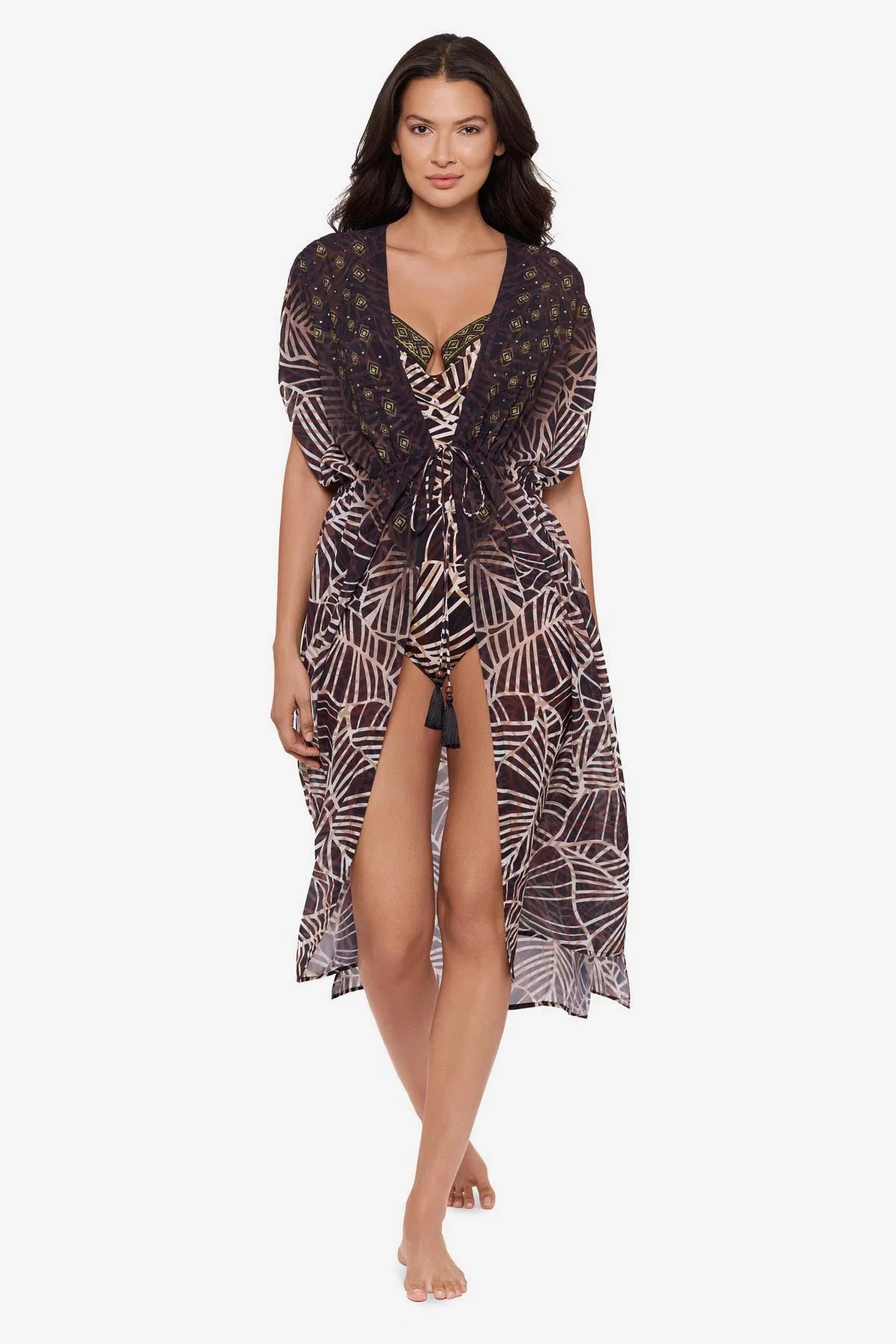 Beaded Kimono Cover Up in Let's Be Fronds sold by Miraclesuit