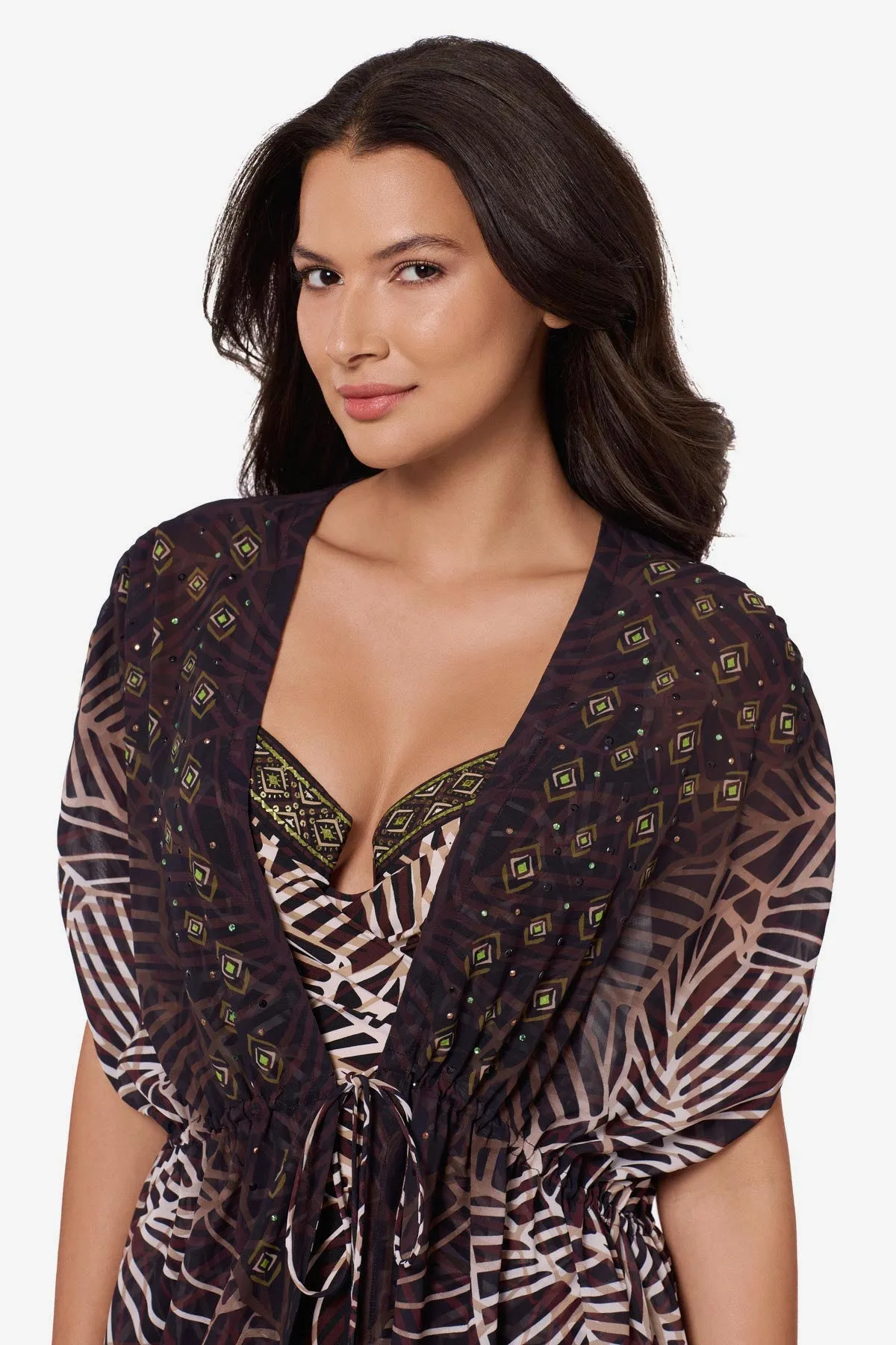 Beaded Kimono Cover Up in Let's Be Fronds sold by Miraclesuit product image thumbnail 4