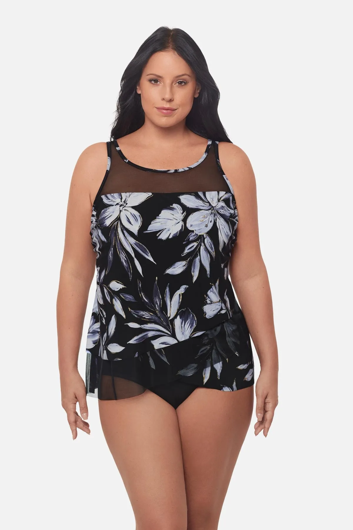Plus Size Mirage Tankini Top in Fiore Di Luna sold by Miraclesuit