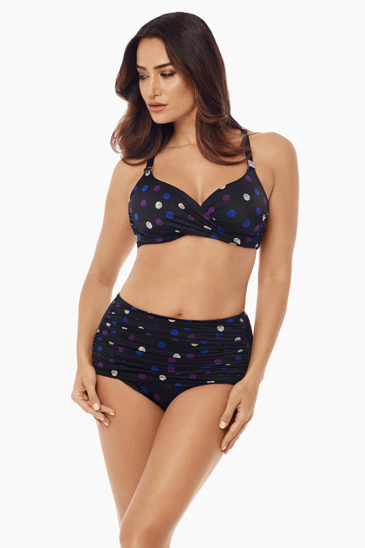 Spotted Surplice Bra Top D-DDD Cups sold by Miraclesuit