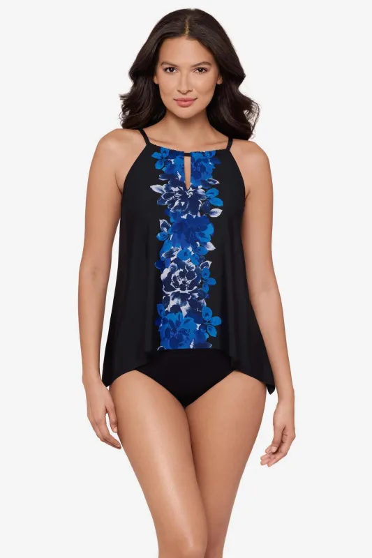 Plus Size Peephole Tankini Top in Ombra Fiore sold by Miraclesuit