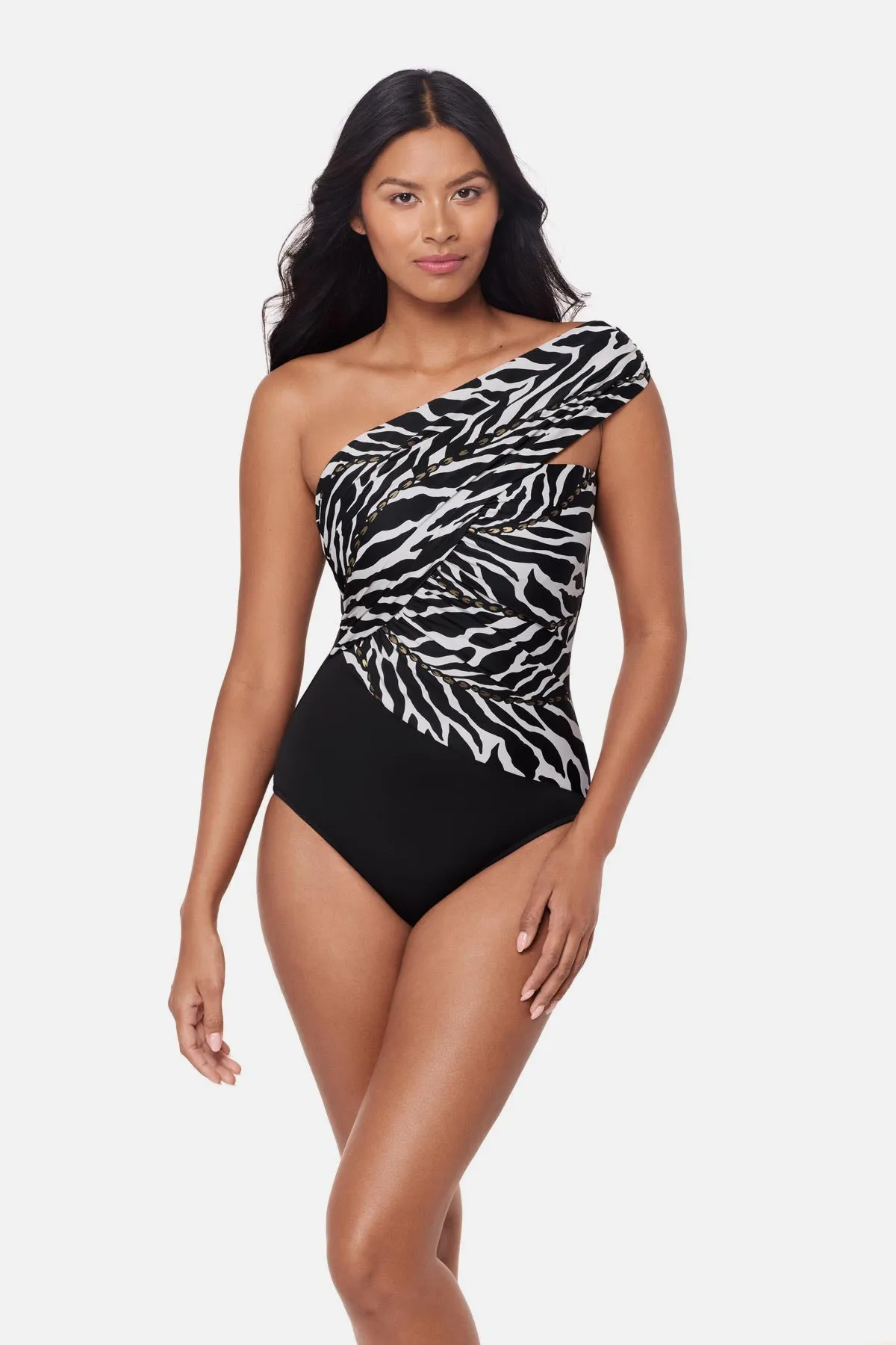 Goddess One Piece in Sand Tracks sold by Miraclesuit