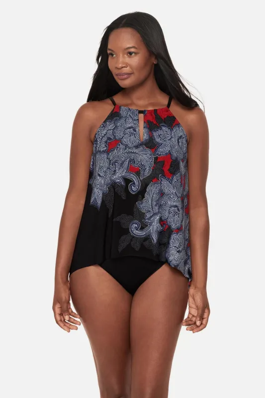 Peephole Tankini Top in Steel Magnolias made by Miraclesuit