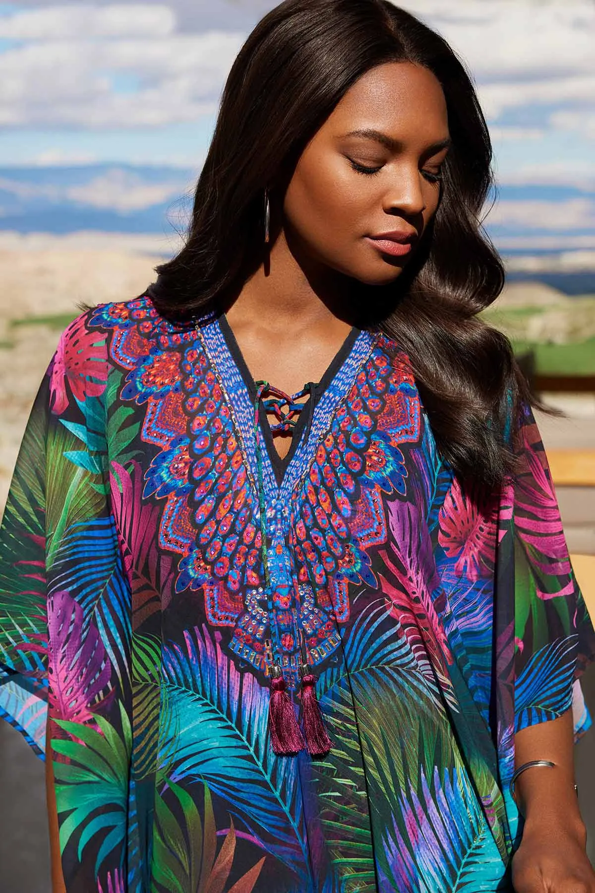 Caftan Cover Up in Pixel Palmas sold by Miraclesuit product image thumbnail 5