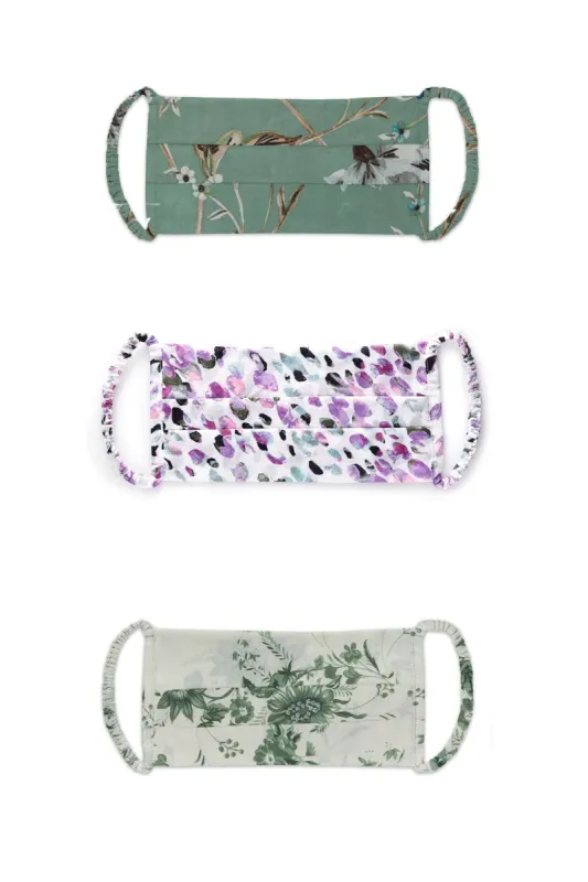 3-PACK SCRUNCHIE FACE MASKS - GREEN PRINT COMBO sold by Misa Los Angeles