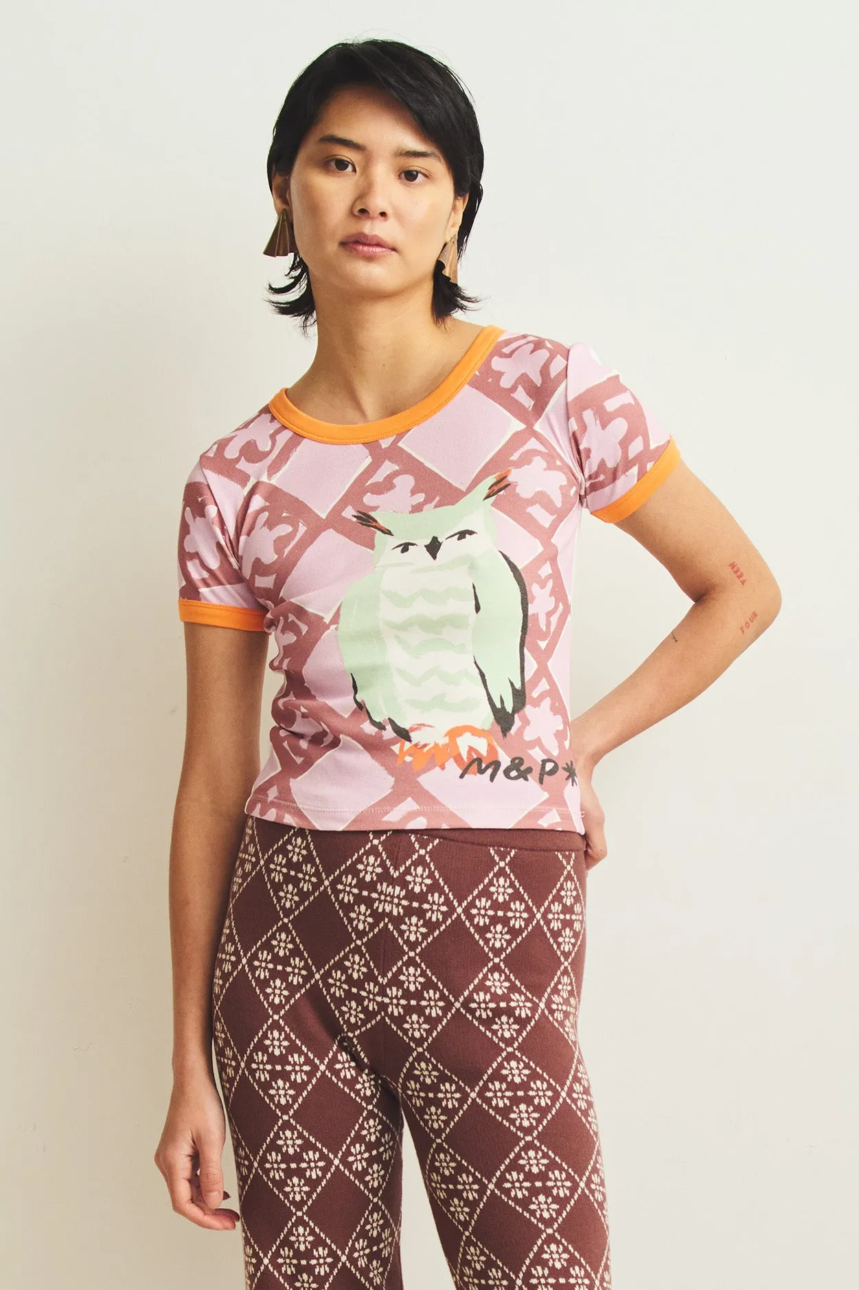 Great Owl Ringer Tee sold by Misha And Puff