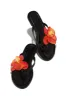 Inara Rosette Slip On Sandals - Black sold by Miss Lola