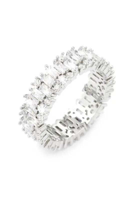 Eternal CZ Rhodium Plated Band Ring - Silver sold by Miss Lola