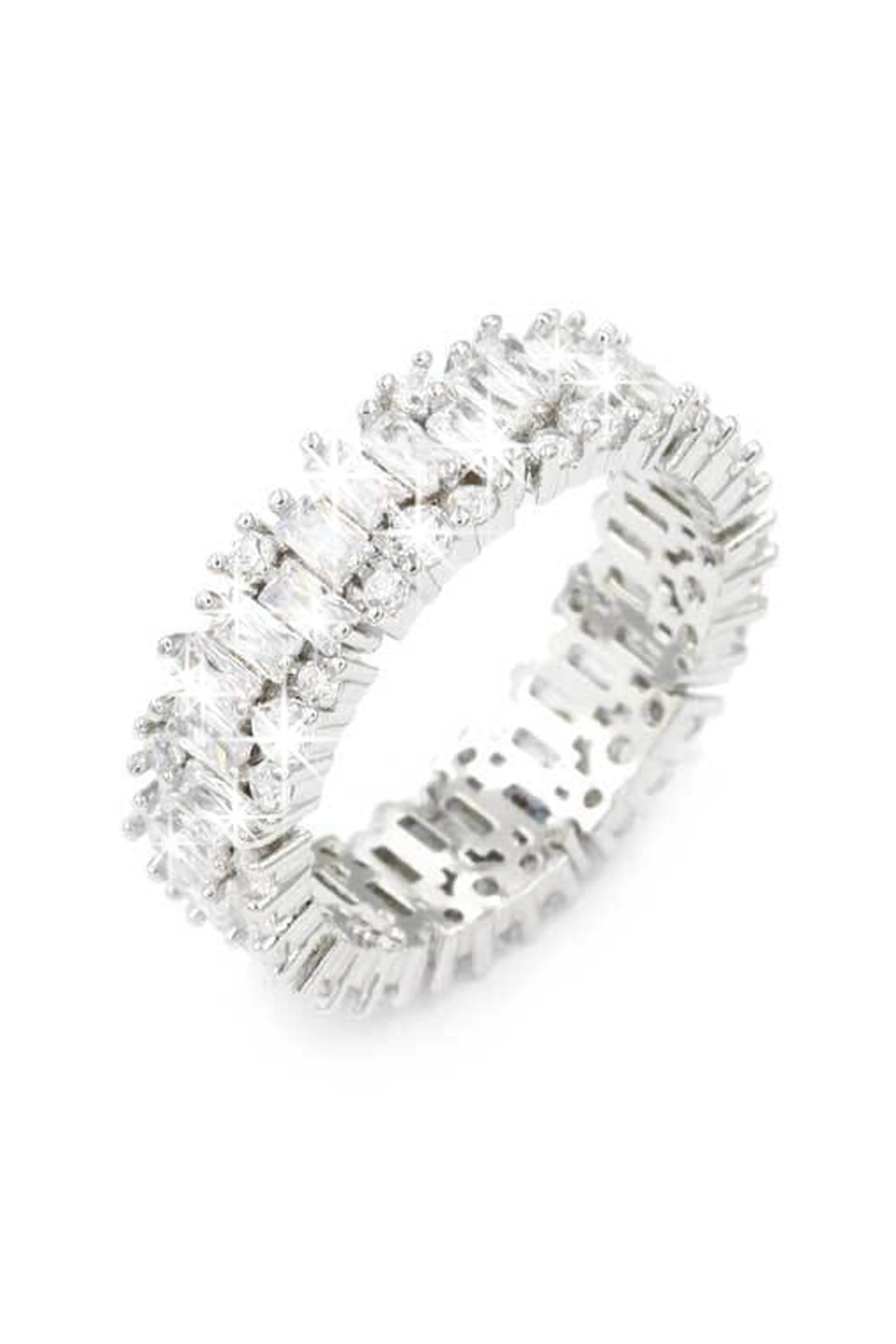 Eternal CZ Rhodium Plated Band Ring - Silver sold by Miss Lola