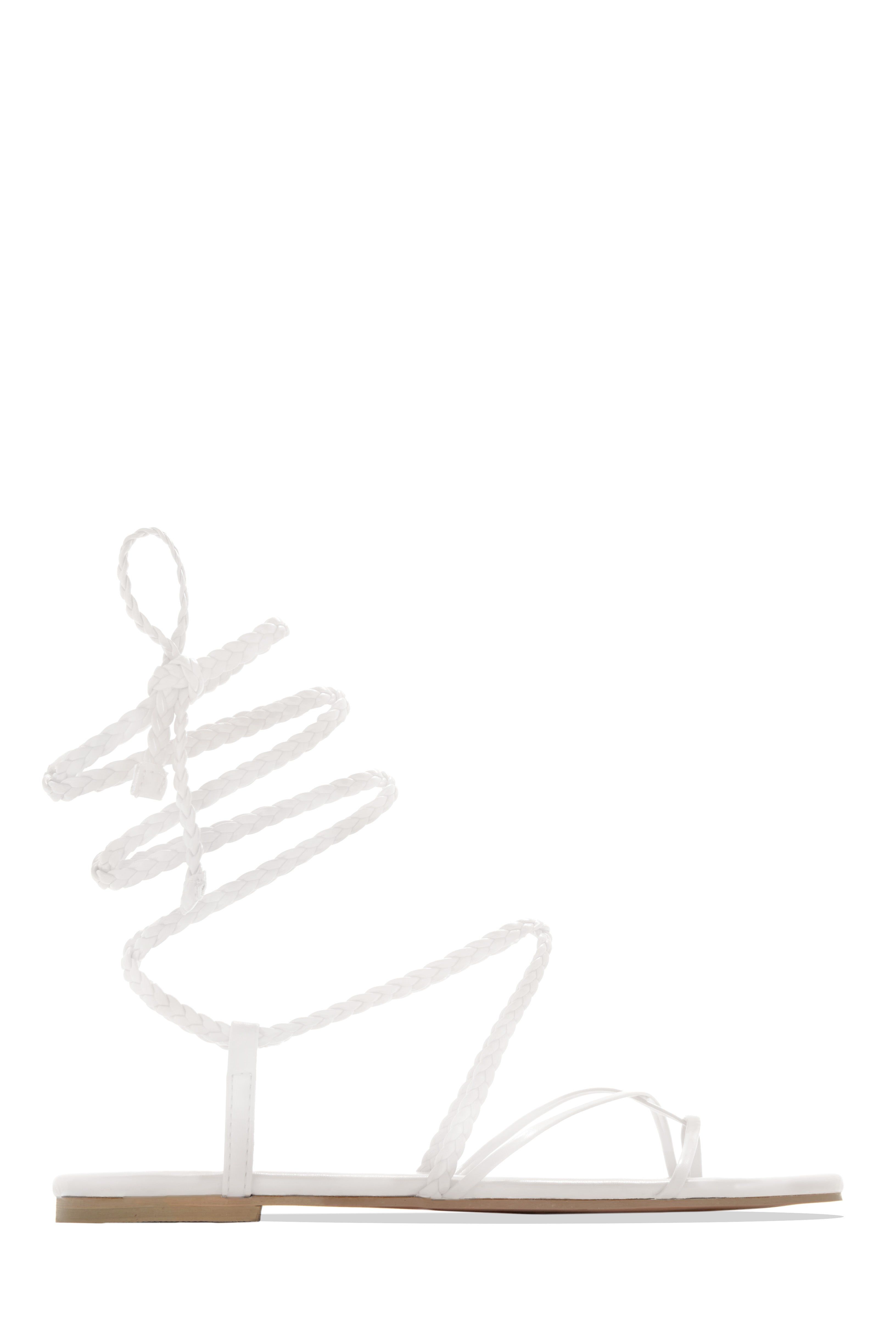 Live In Paradise Lace Up Sandals - White sold by Miss Lola