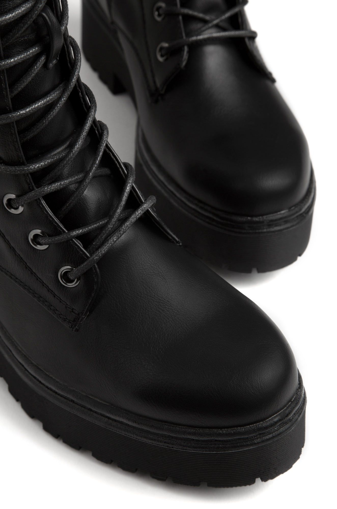 Shopping In Paris Lace Up Combat Boots - Black sold by Miss Lola product image thumbnail 5