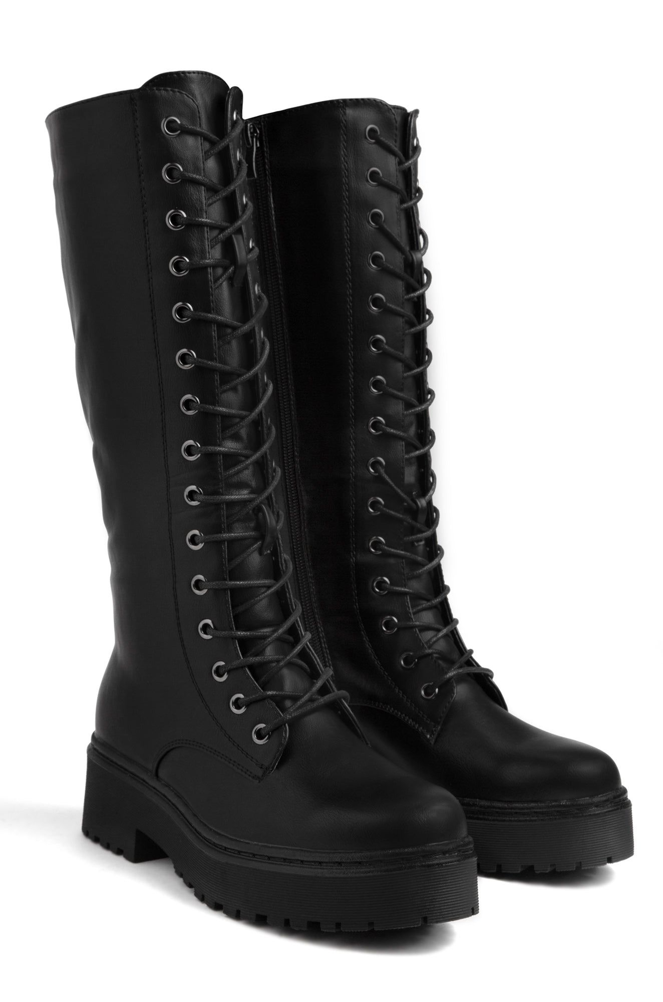 Shopping In Paris Lace Up Combat Boots - Black sold by Miss Lola