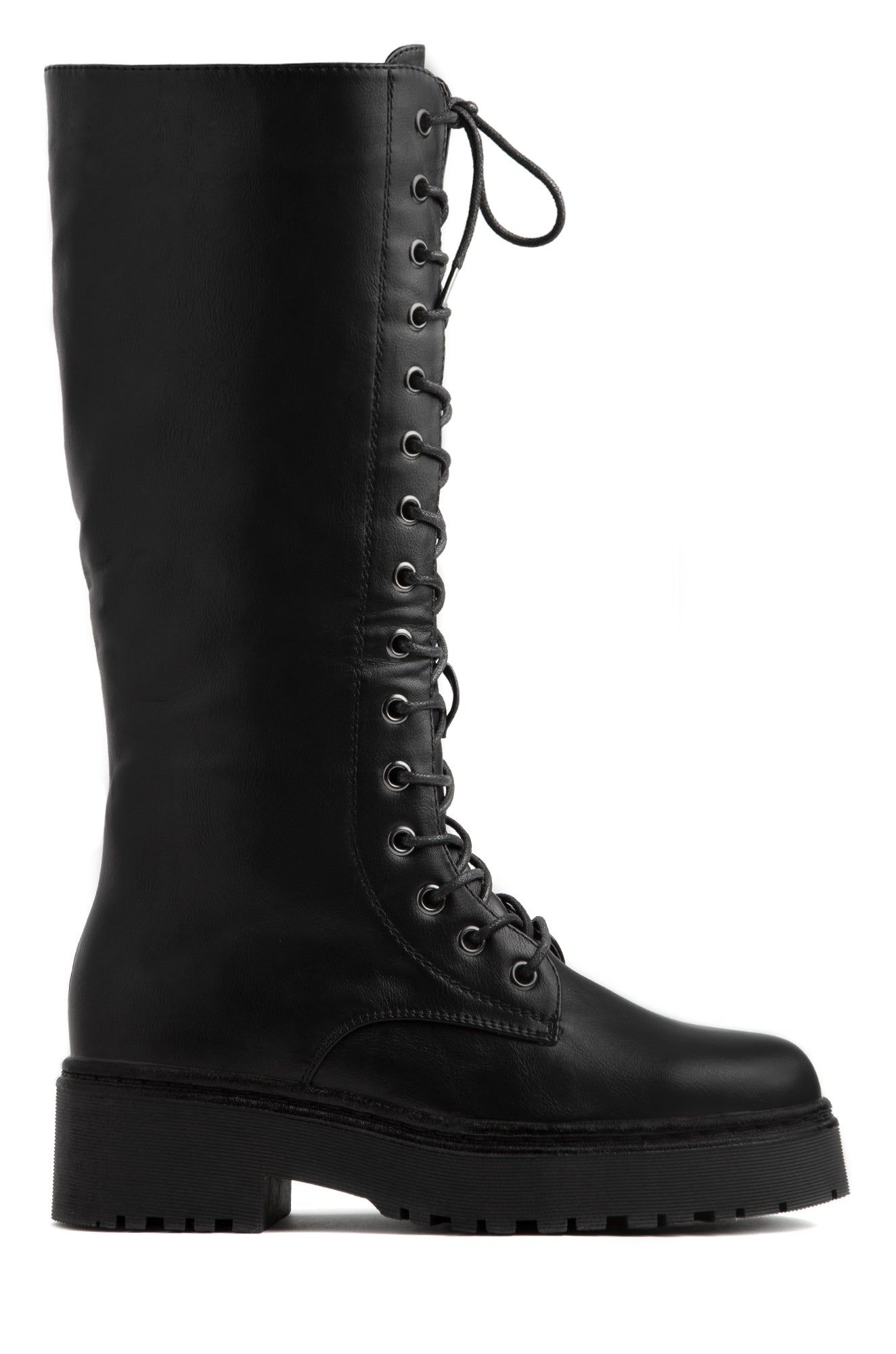 Shopping In Paris Lace Up Combat Boots - Black sold by Miss Lola product image thumbnail 2