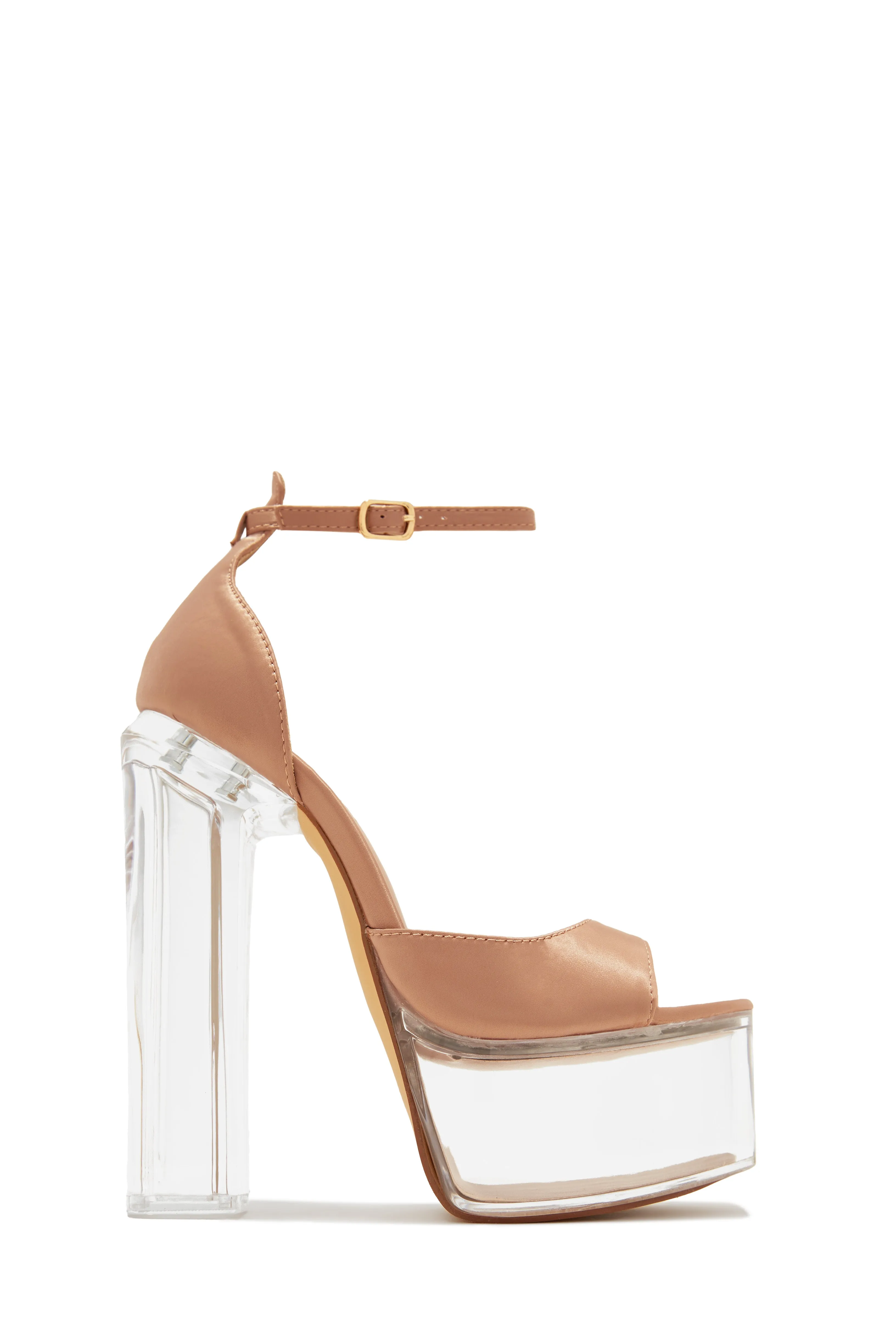 Venus Clear Platform Block High Heels - Nude sold by Miss Lola product image thumbnail 3