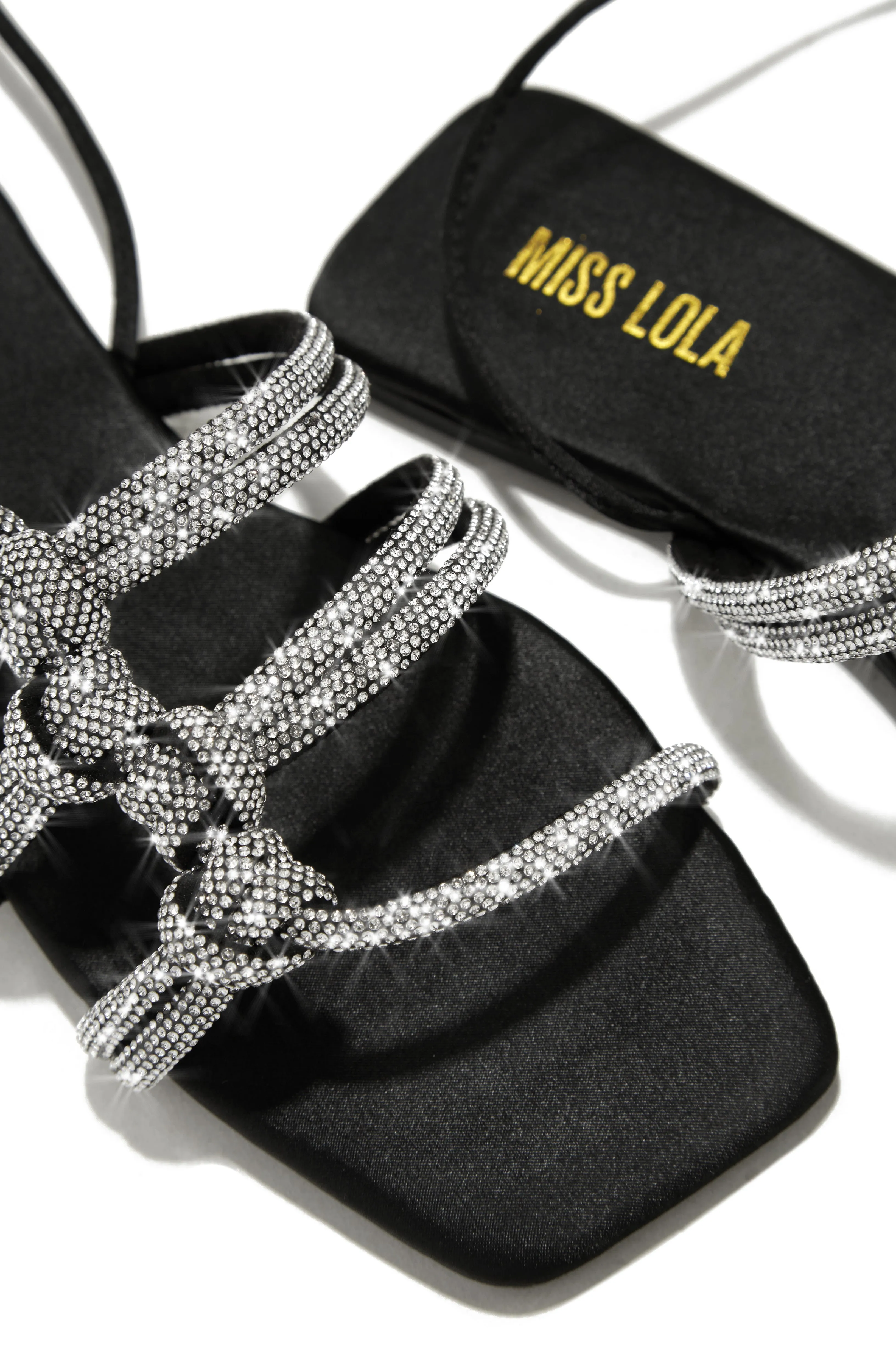 Ibiza Nights Embellished Lace Up Sandals - Black sold by Miss Lola product image thumbnail 2