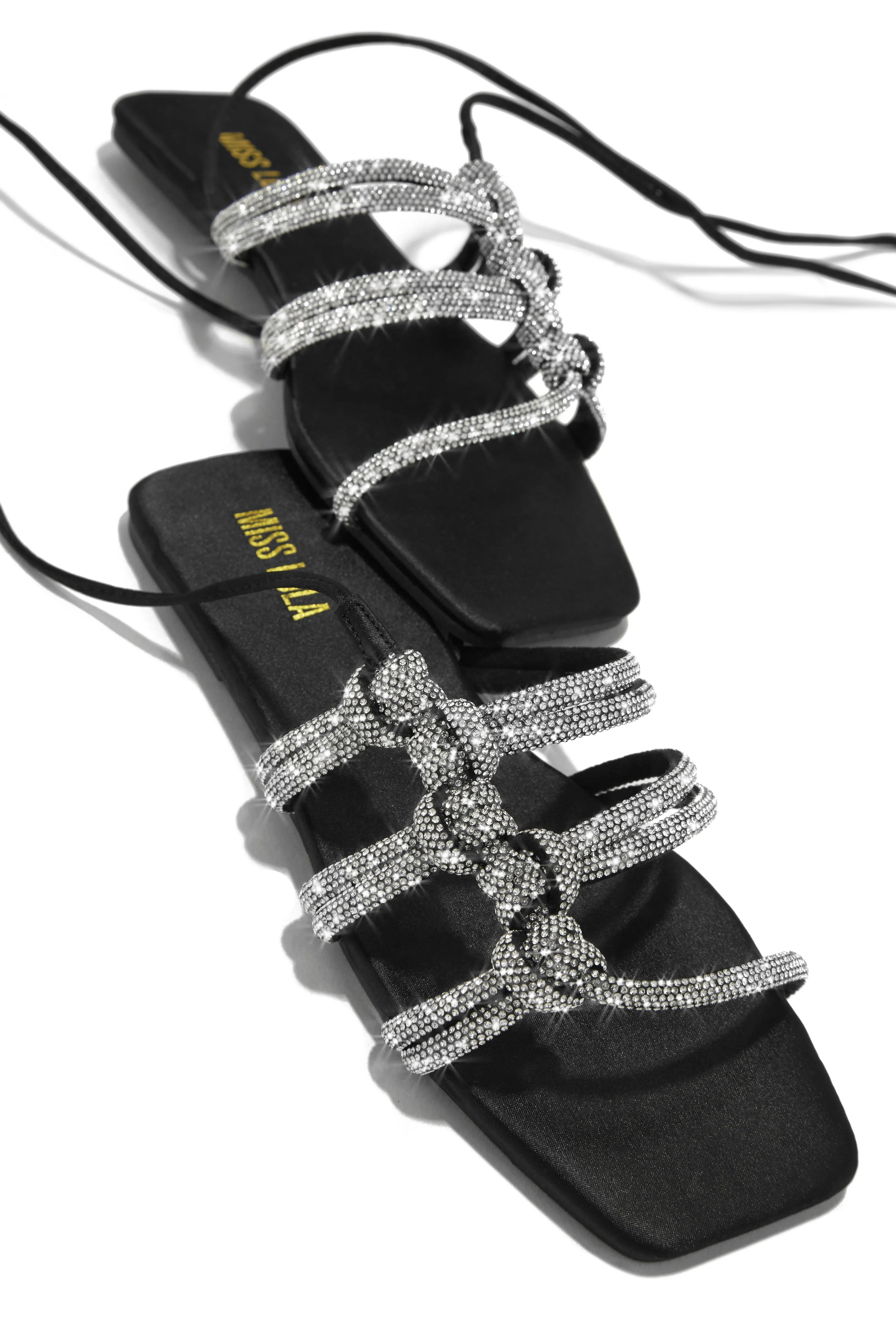 Ibiza Nights Embellished Lace Up Sandals - Black sold by Miss Lola product image thumbnail 3