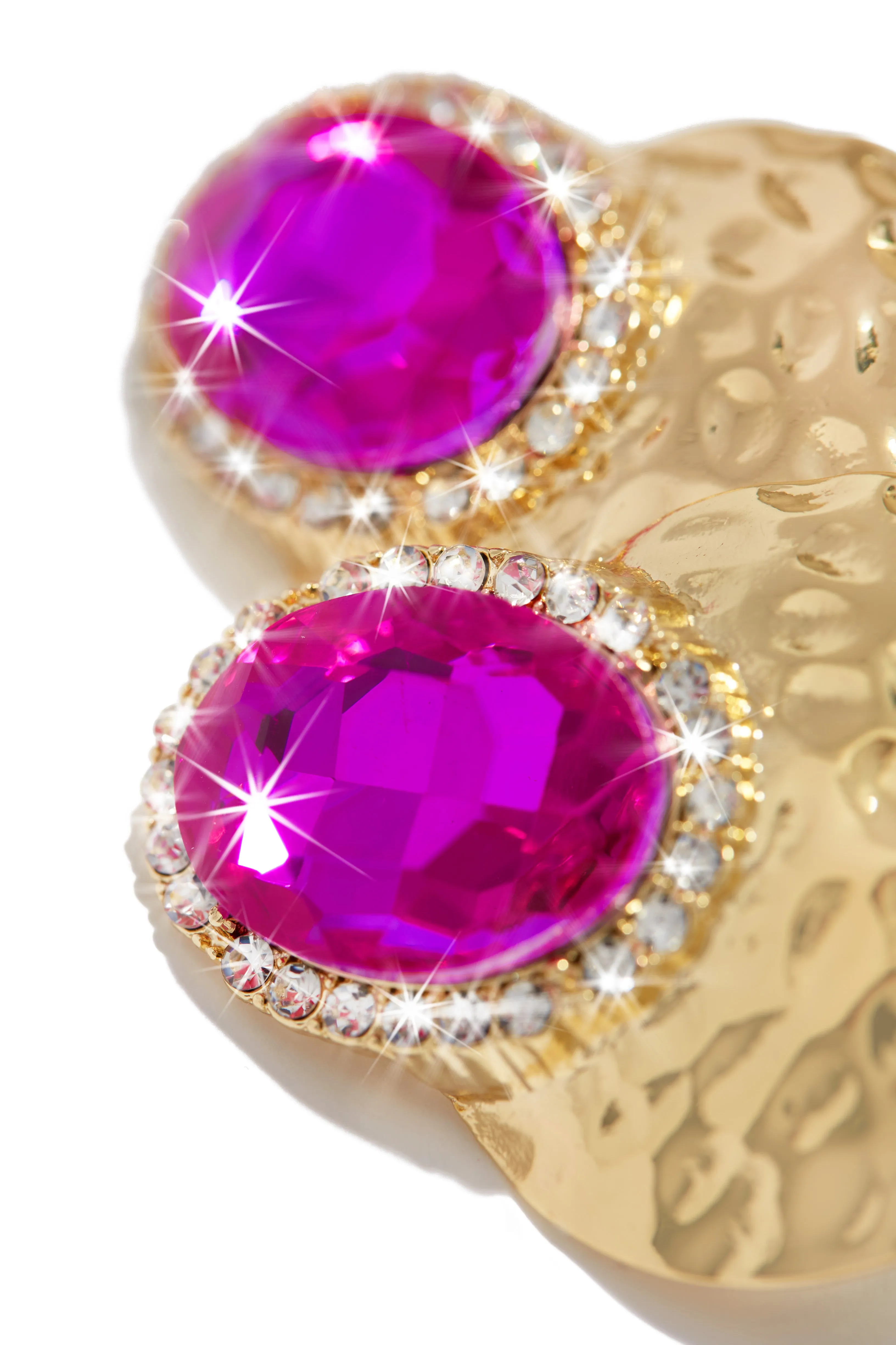 Weekend Gala Stone Embellished Earring - Fuchsia sold by Miss Lola product image thumbnail 3