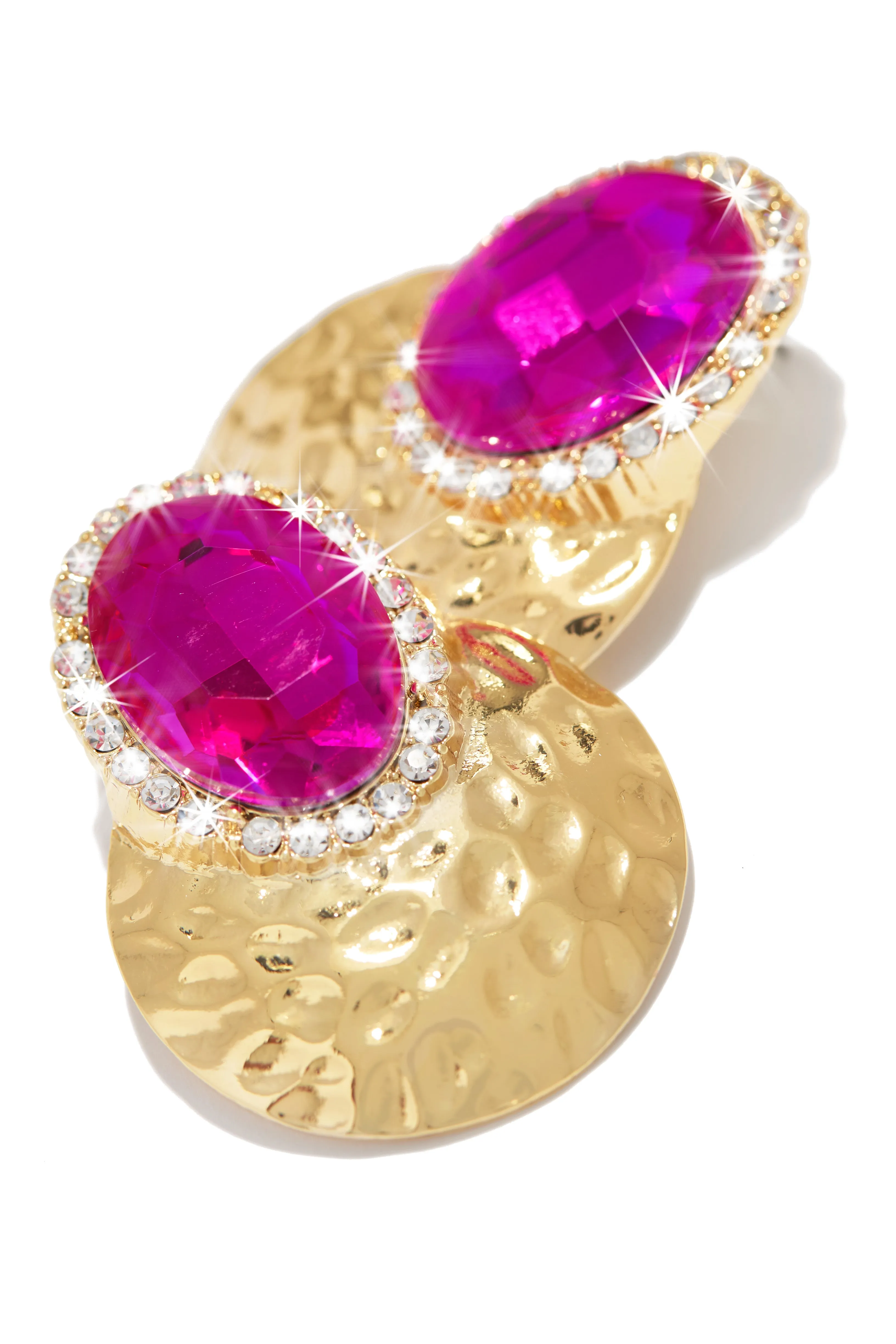 Weekend Gala Stone Embellished Earring - Fuchsia sold by Miss Lola product image thumbnail 2