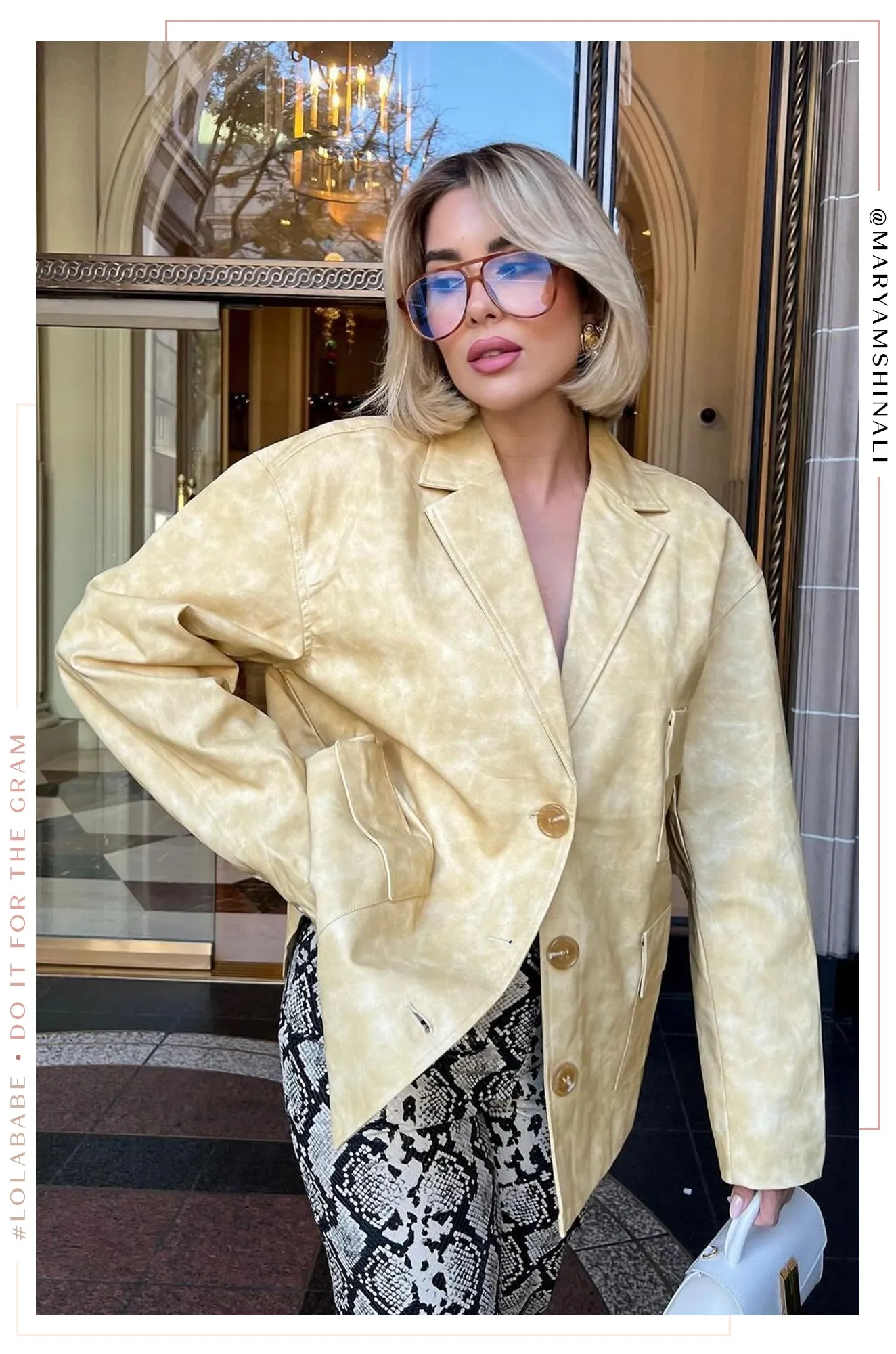 Tiani PU Button Up Blazer Jacket - Butter sold by Miss Lola