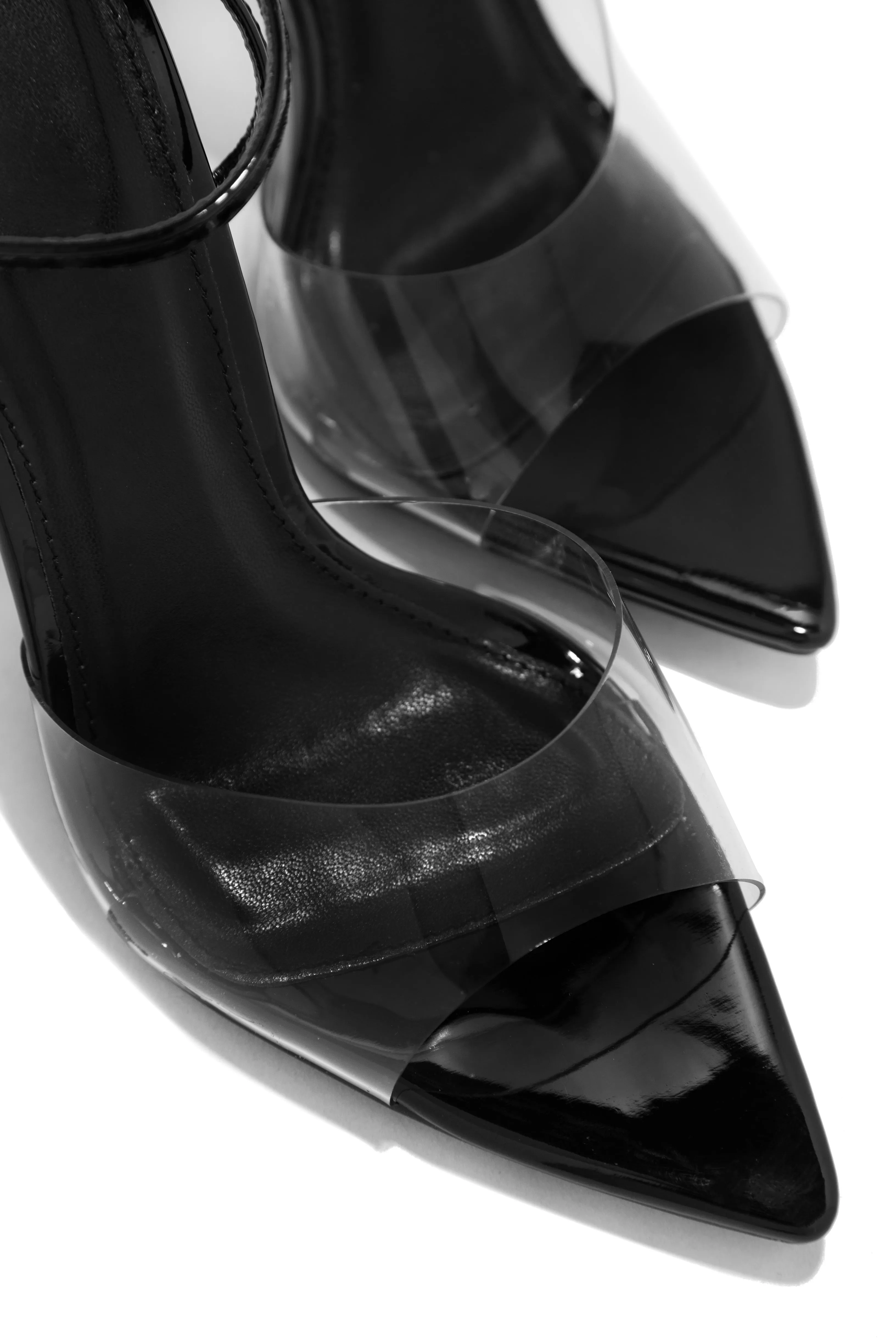 Dinner Date Clear Strap High Heels - Black sold by Miss Lola product image thumbnail 3