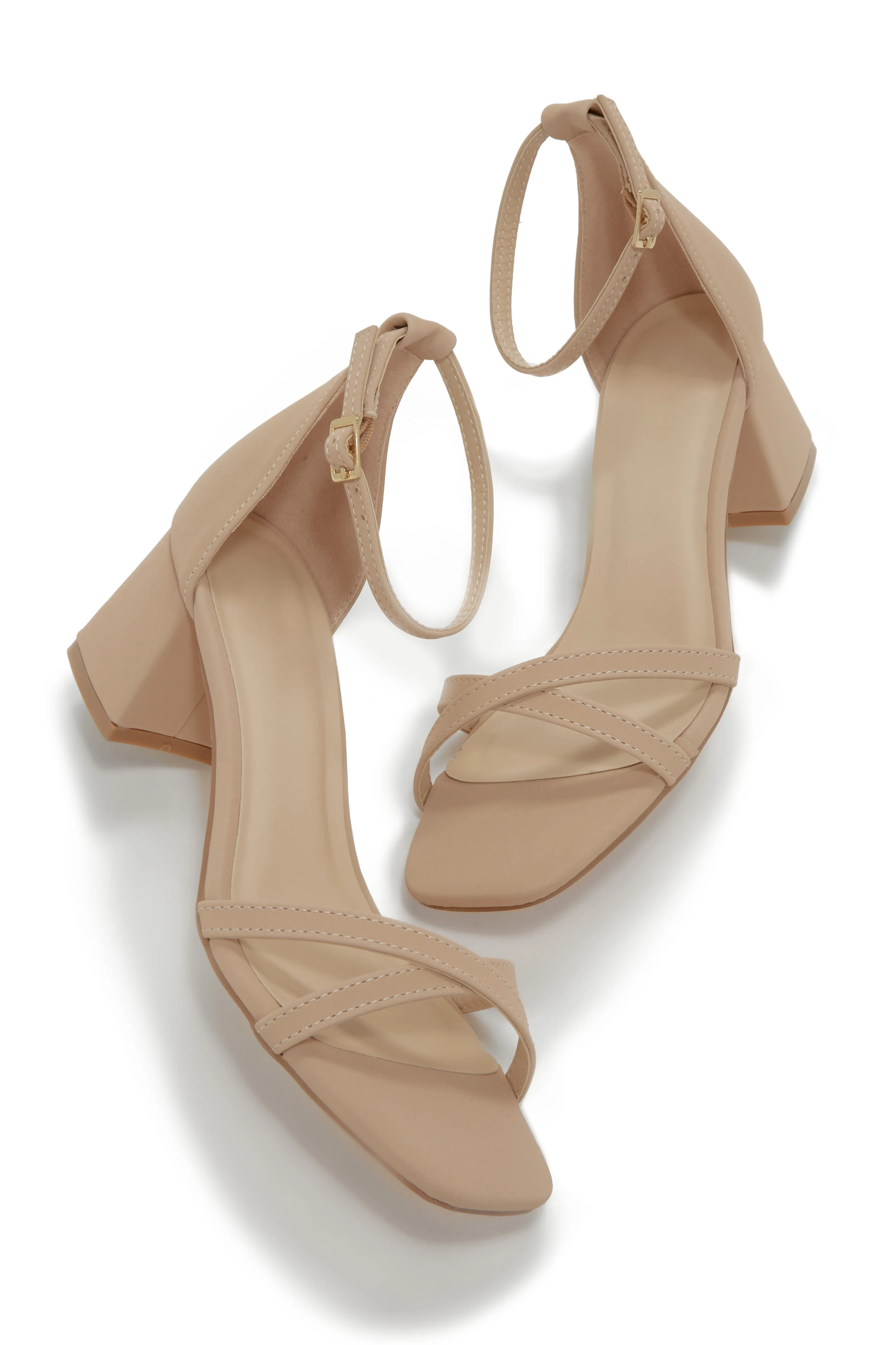 Rae Block Mid Heels - Nude sold by Miss Lola
