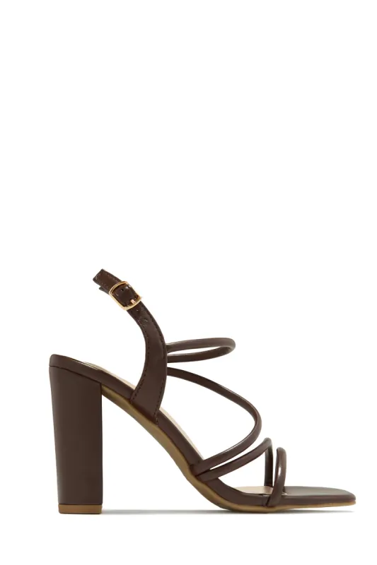 Victoria Block Heels - Brown sold by Miss Lola
