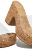 Talya Platform Block Heel Mules - Cork sold by Miss Lola