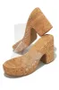 Talya Platform Block Heel Mules - Cork sold by Miss Lola
