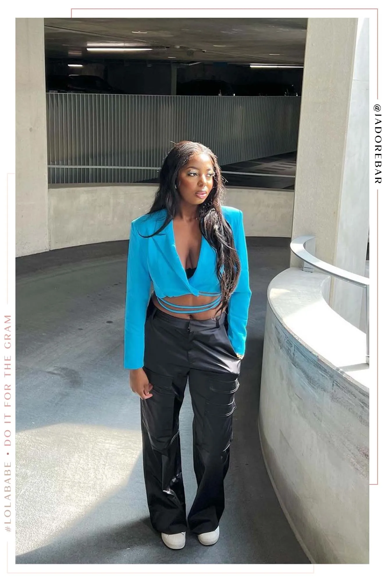 Julia Long Sleeve Crop Blazer - Blue sold by Miss Lola product image thumbnail 2