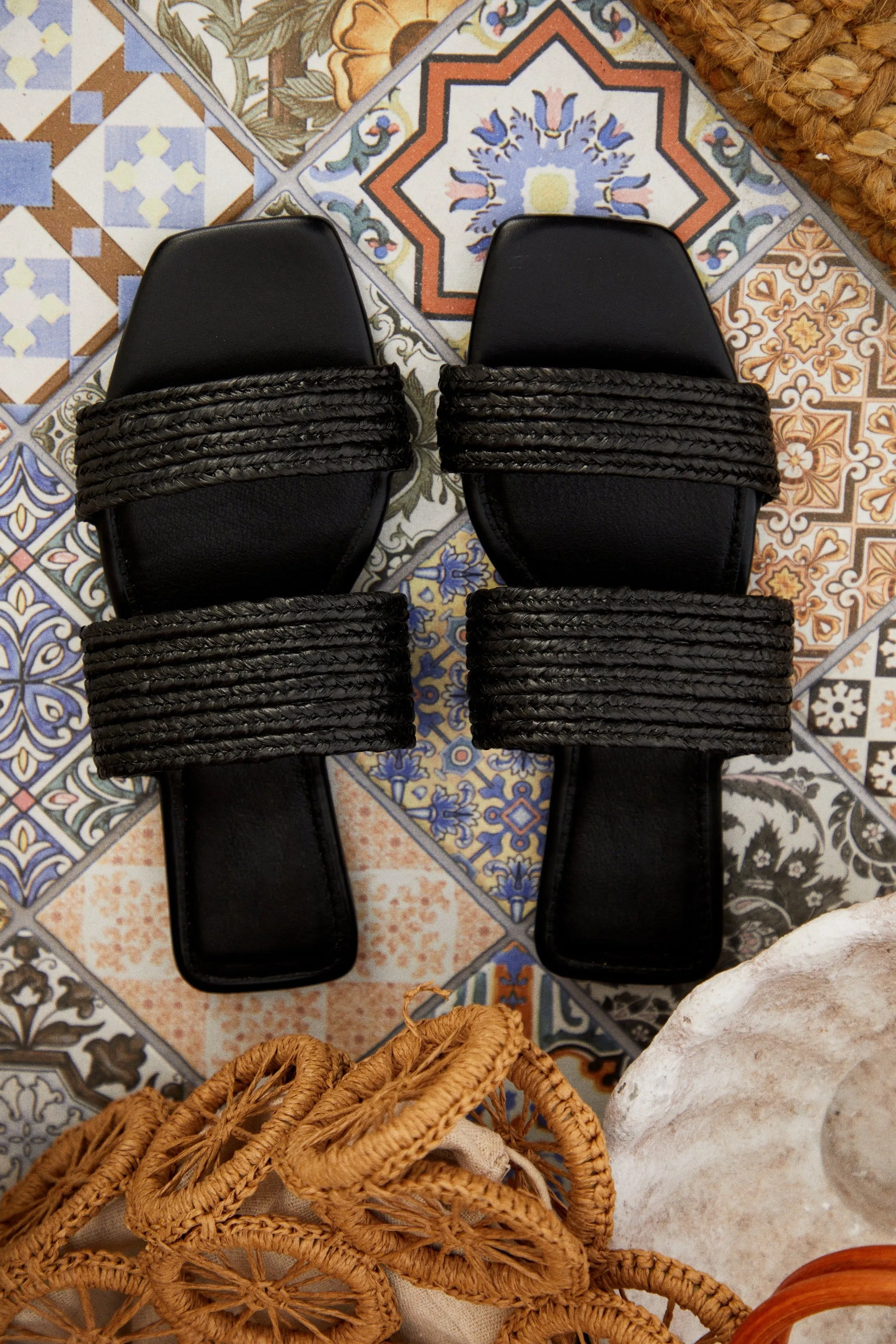 Paradise Found Slip On Sandals - Black sold by Miss Lola