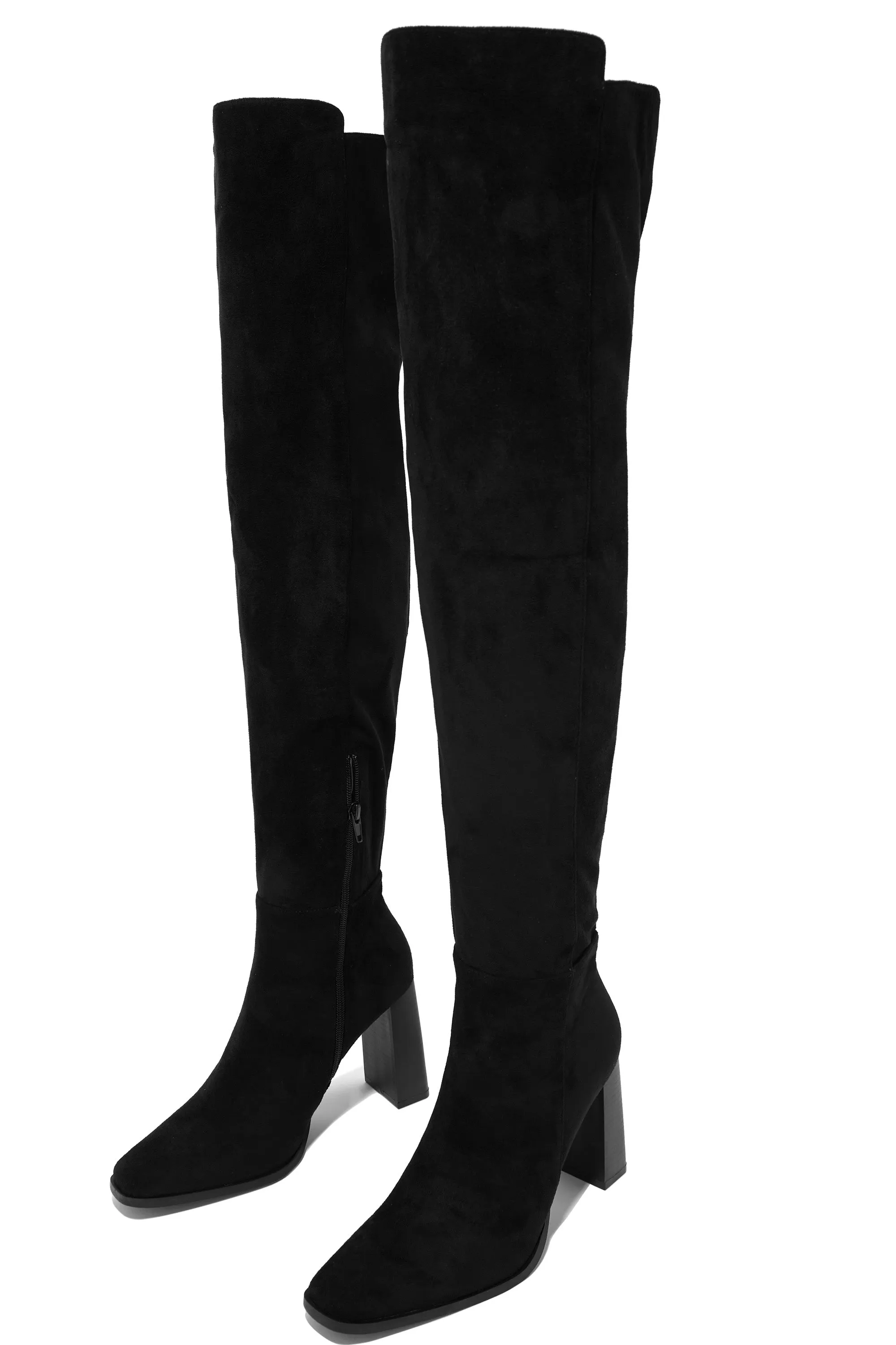 Amina Over The Knee Block Heel Boots - Black sold by Miss Lola product image thumbnail 3