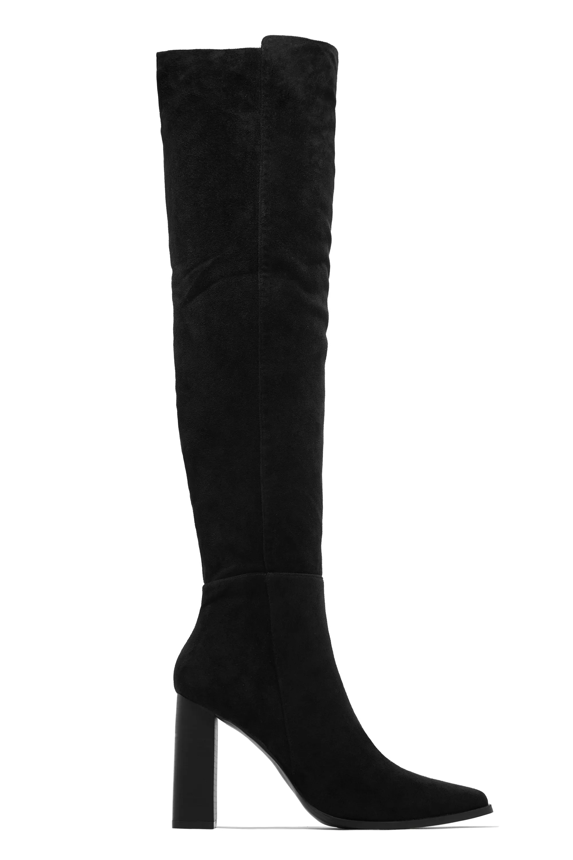 Amina Over The Knee Block Heel Boots - Black sold by Miss Lola product image thumbnail 2