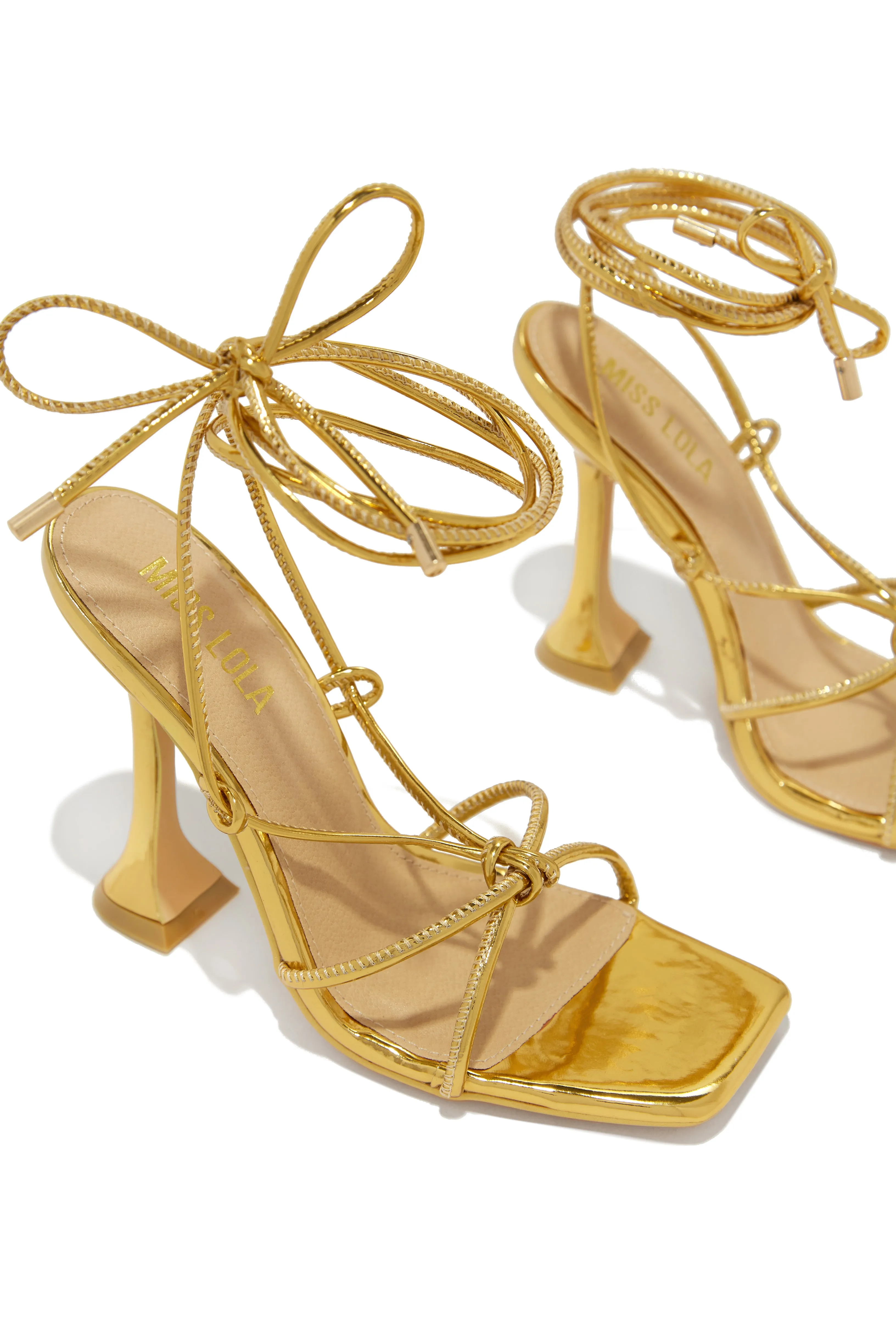 VIP Babes Lace Up High Heels - Gold sold by Miss Lola product image thumbnail 2