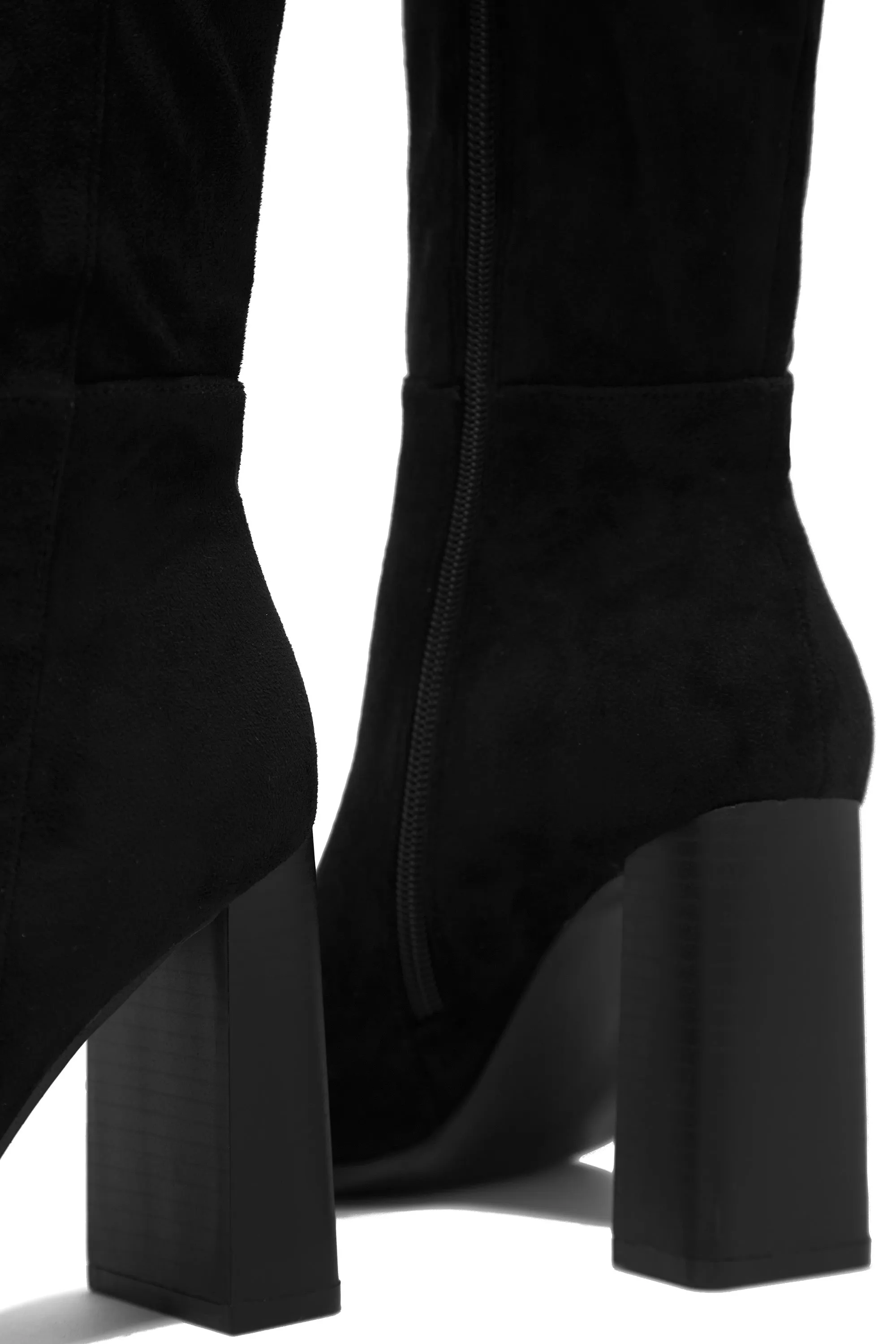 Amina Over The Knee Block Heel Boots - Black sold by Miss Lola product image thumbnail 5