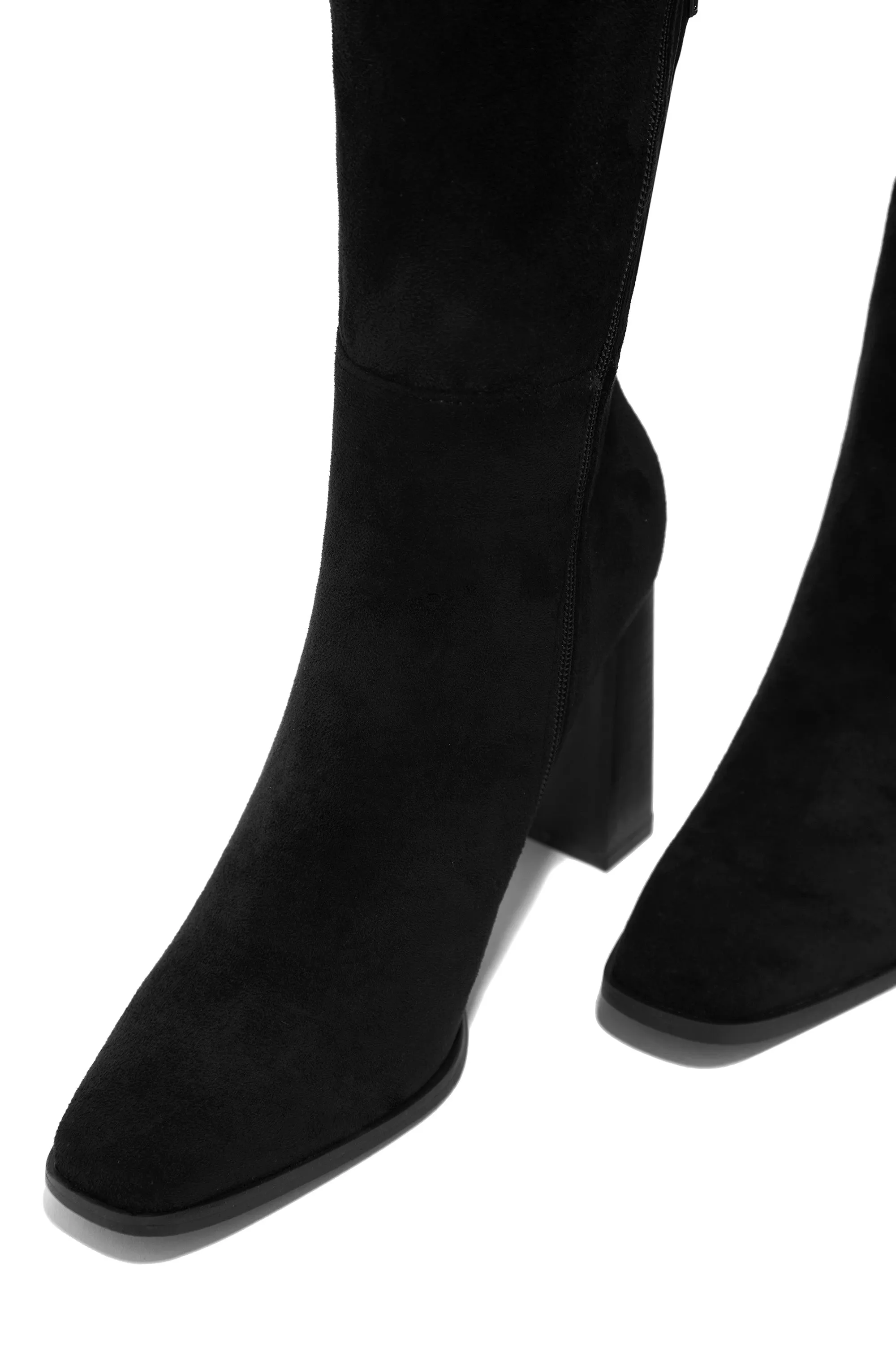 Amina Over The Knee Block Heel Boots - Black sold by Miss Lola product image thumbnail 4