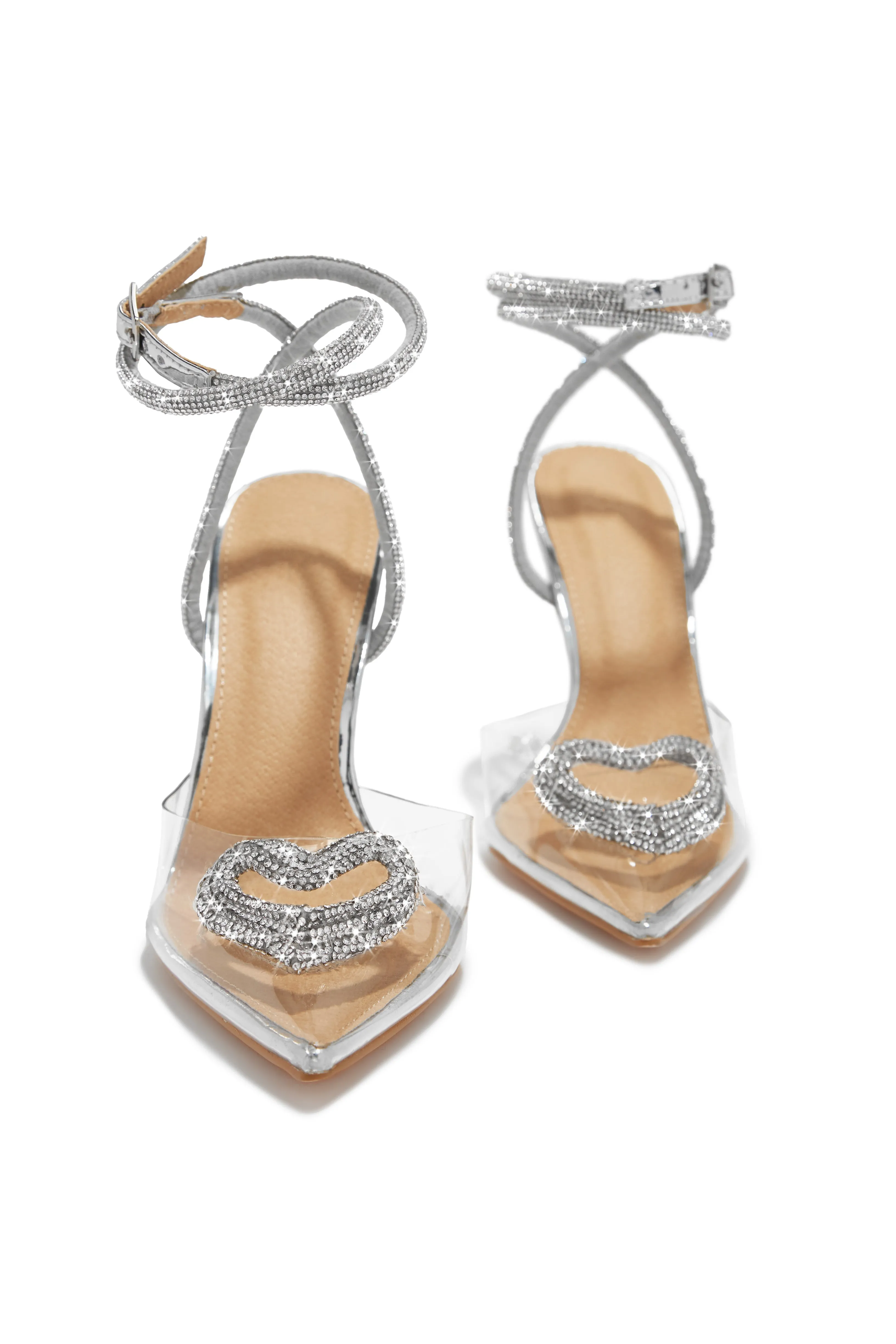 All For Love Heart Embellished High Heels - Silver sold by Miss Lola product image thumbnail 4