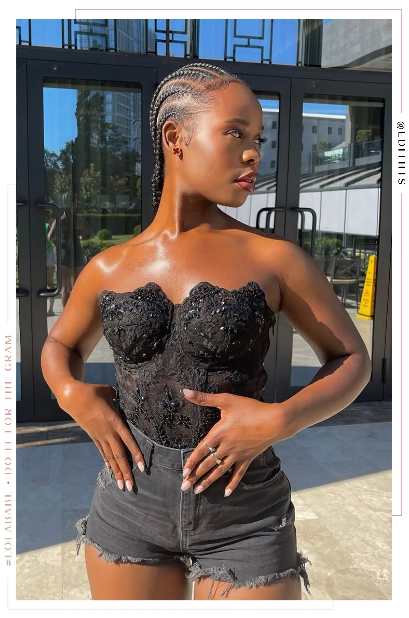 Jiana Strapless Lace Corset Top - Black sold by Miss Lola product image thumbnail 5