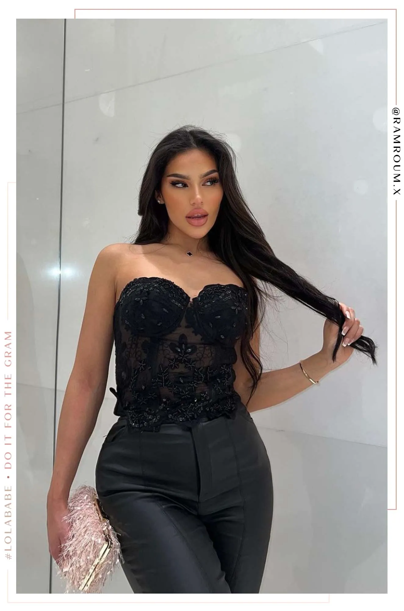 Jiana Strapless Lace Corset Top - Black sold by Miss Lola product image thumbnail 3