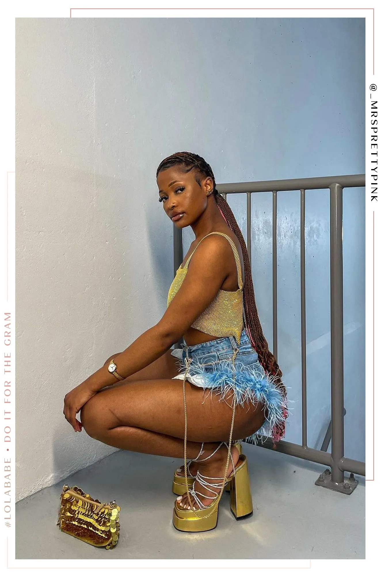 Sweet Temptation Embellished Lace Up Platform Heels - Gold sold by Miss Lola product image thumbnail 4