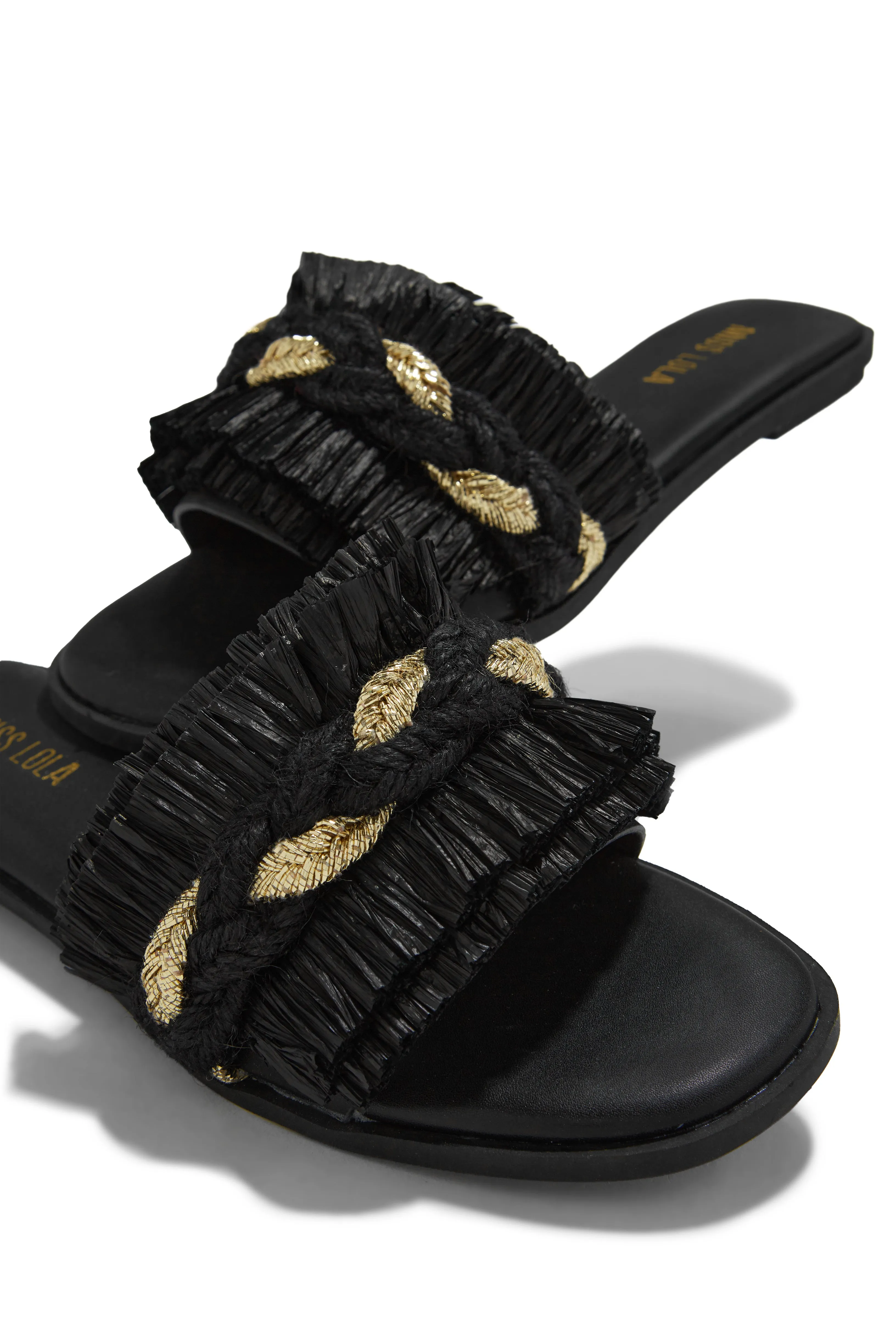 Private Island Fringe Slip On Sandals - Black sold by Miss Lola product image thumbnail 3
