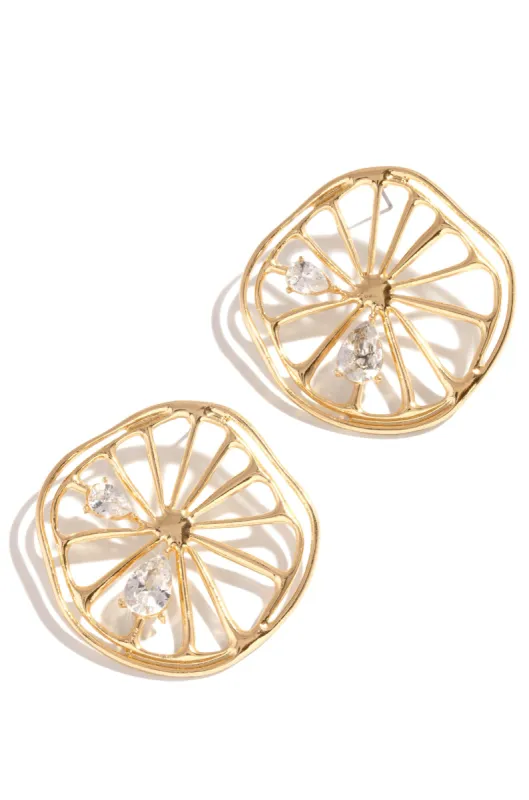 Squeeze Me Lemon Earring - Gold sold by Miss Lola