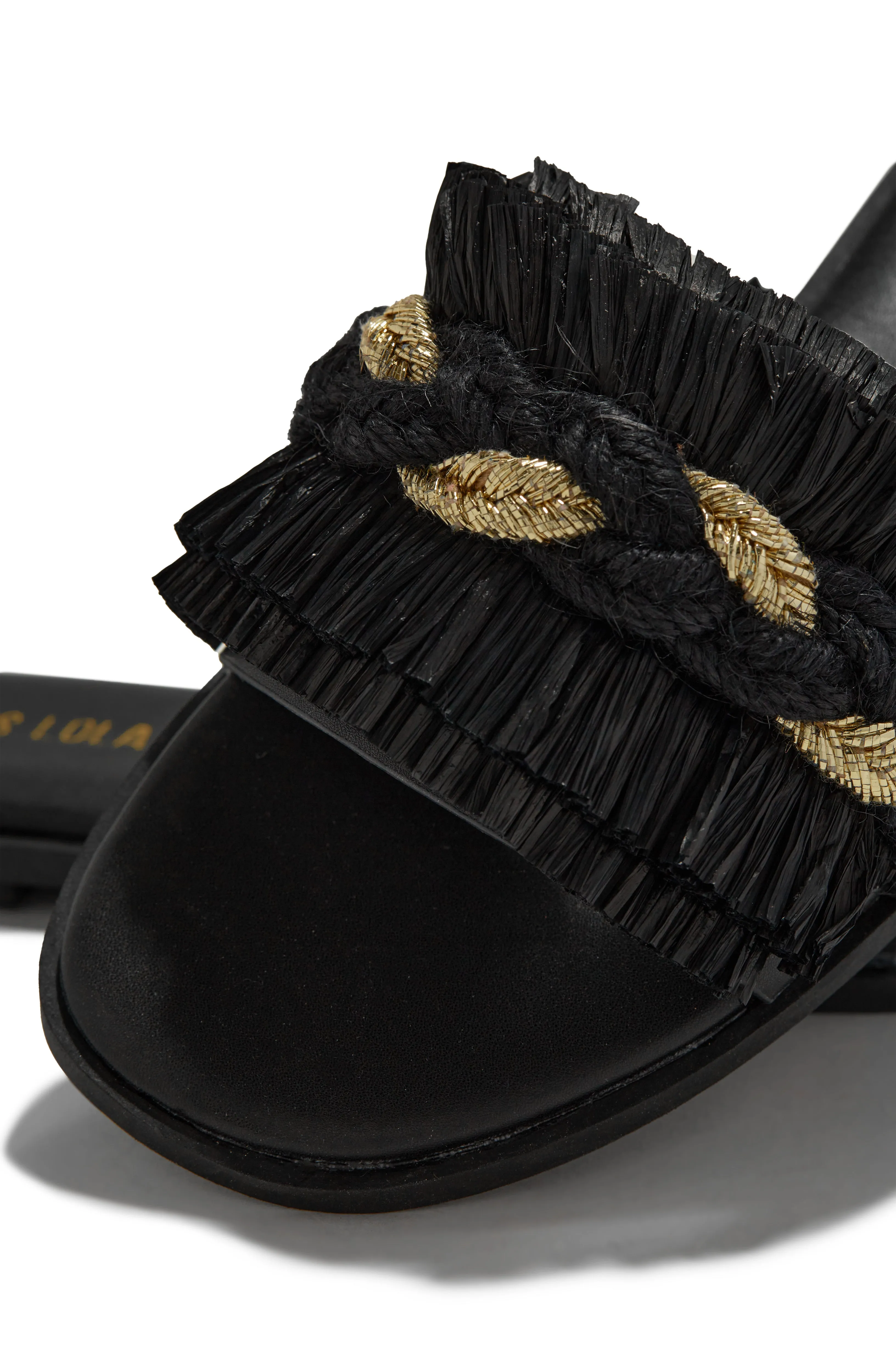 Private Island Fringe Slip On Sandals - Black sold by Miss Lola product image thumbnail 4