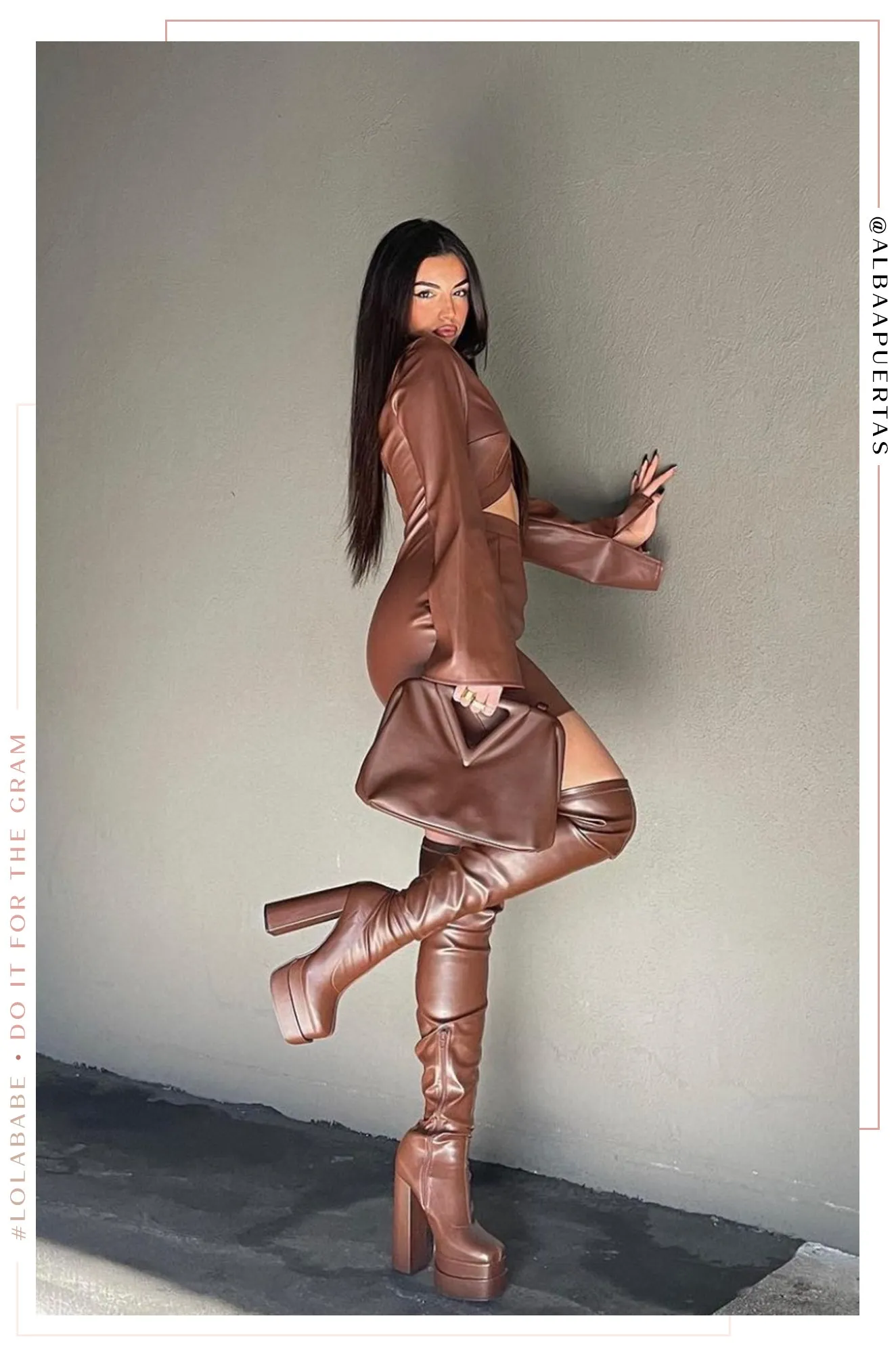 Amira Over The Knee Platform Block Heel Boots - Mocha sold by Miss Lola product image thumbnail 3